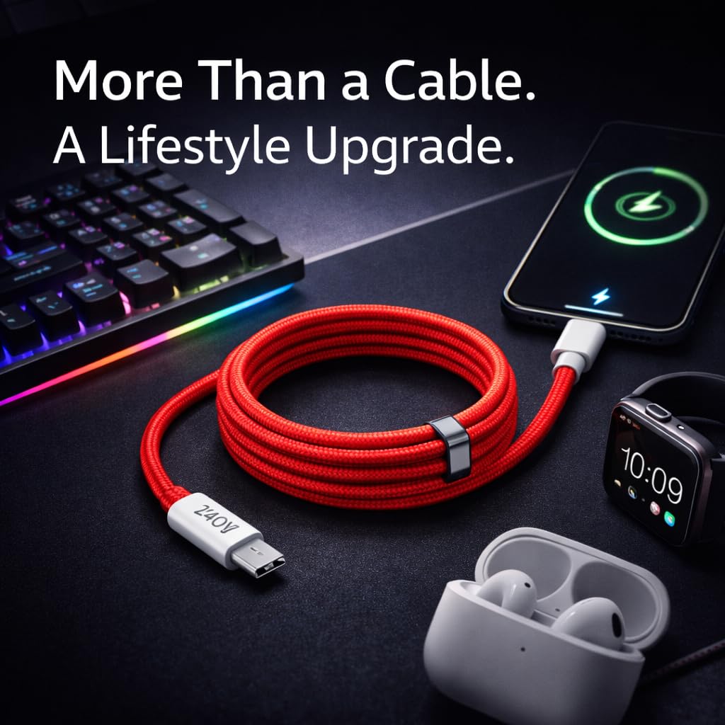 Mizi 240W USB Cables Magnetic USB-C Fast Charging Cable, Auto-Coiled 1M, NEW