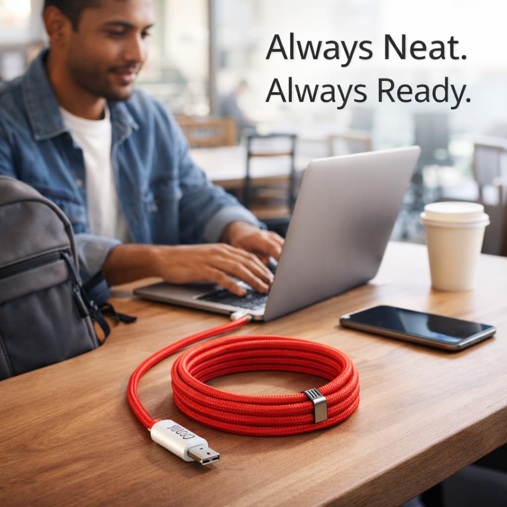 Mizi 240W USB Cables Magnetic USB-C Fast Charging Cable, Auto-Coiled 1M, NEW
