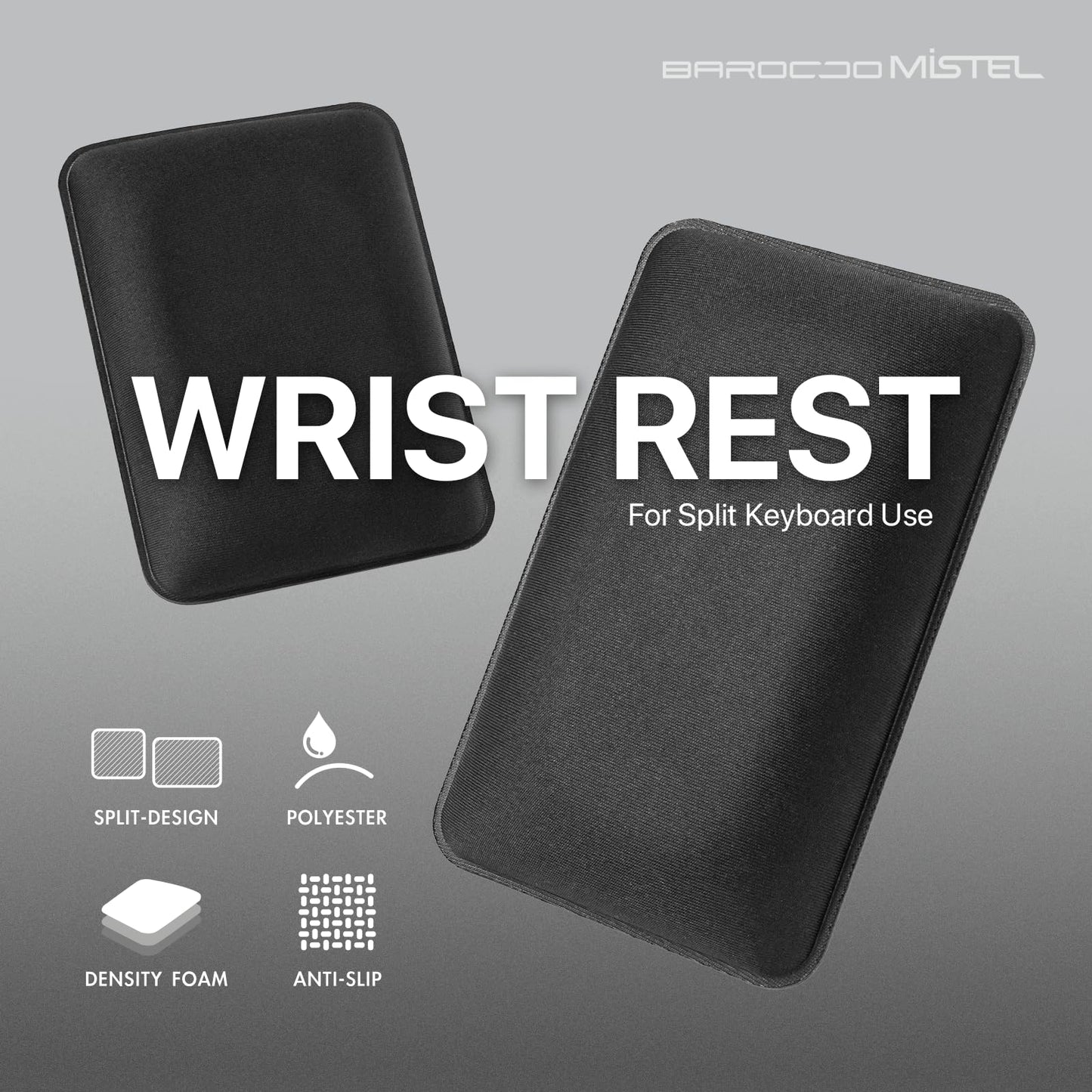 BAROCCOMiSTEL Black Desk Keyboard Wrist Rest with Split Design, Free Size NEW