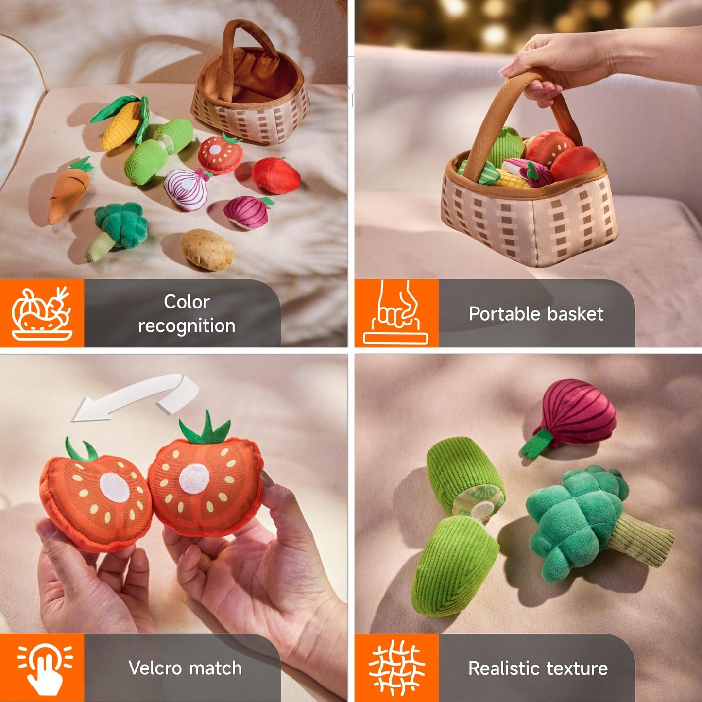 TUMAMA Multicolor Plush Vegetable Play Food Set Pretend Kitchen Toys NEW