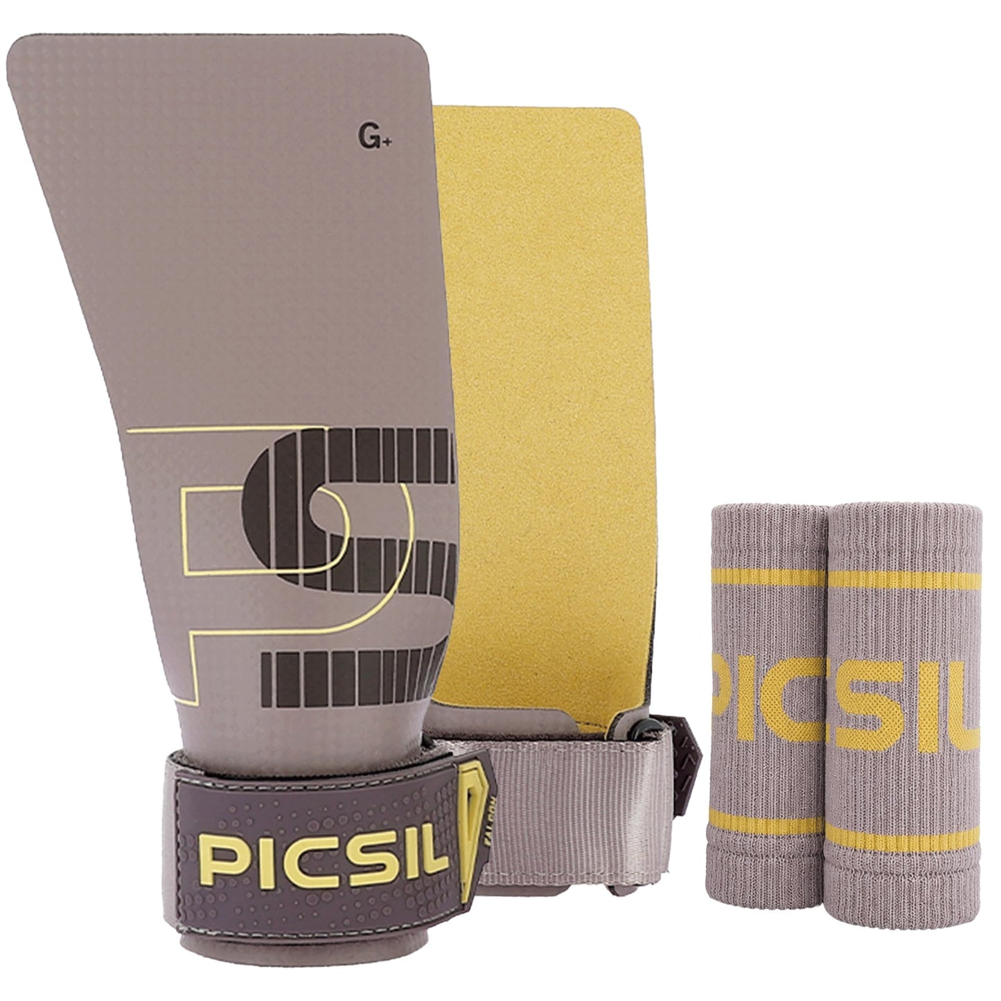 PICSIL Carbon Fibre Gymnastics Grips Pack with Chalk in Taupe Colour NEW