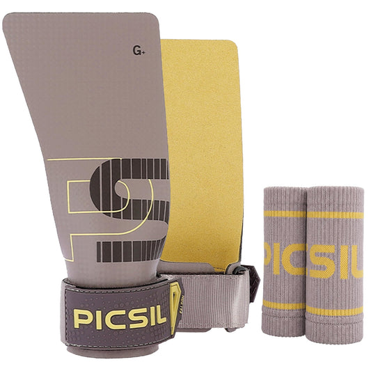 PICSIL Carbon Fibre Gymnastics Grips Pack with Chalk in Taupe Colour NEW