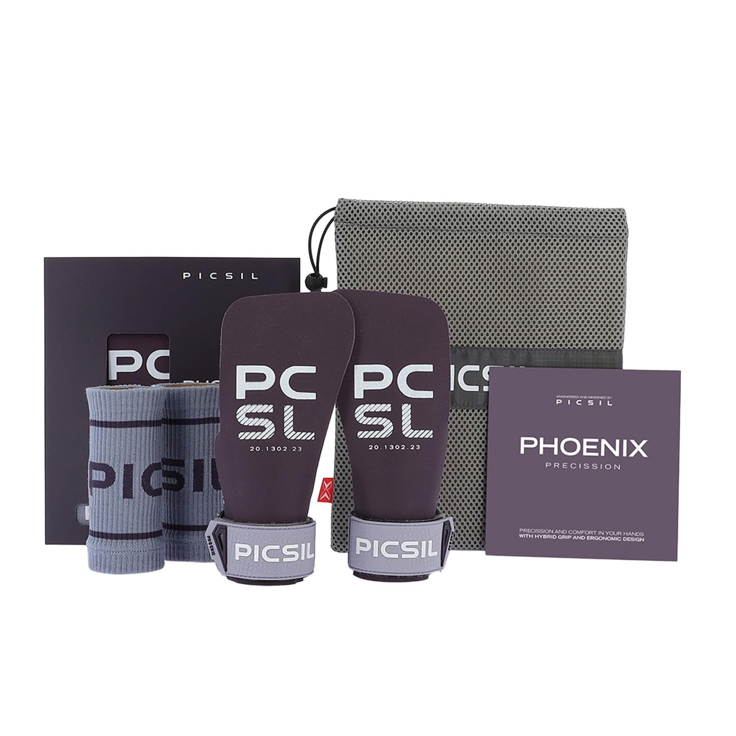 PICSIL Phoenix Gloves Magnesium-Free Plum Grip Pads with Carry Bag NEW