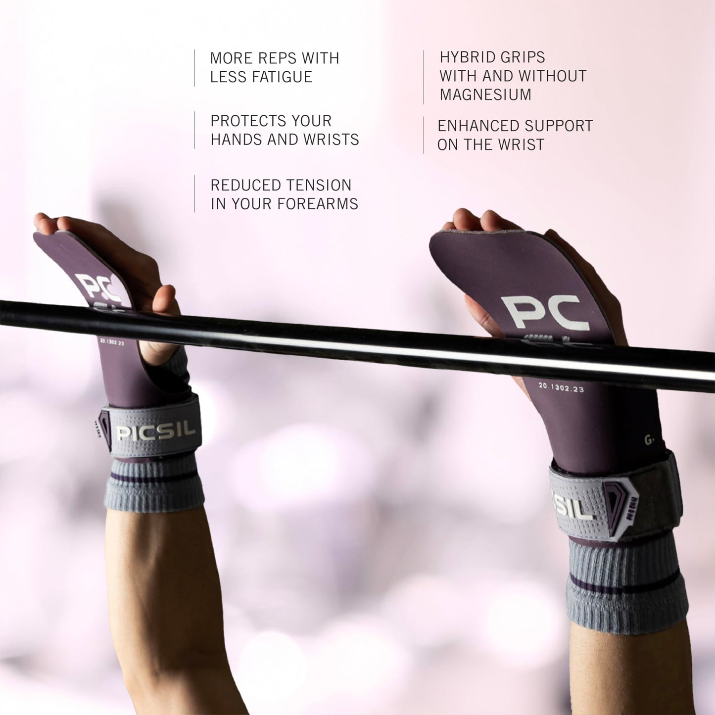PICSIL Phoenix Gloves Magnesium-Free Plum Grip Pads with Carry Bag NEW