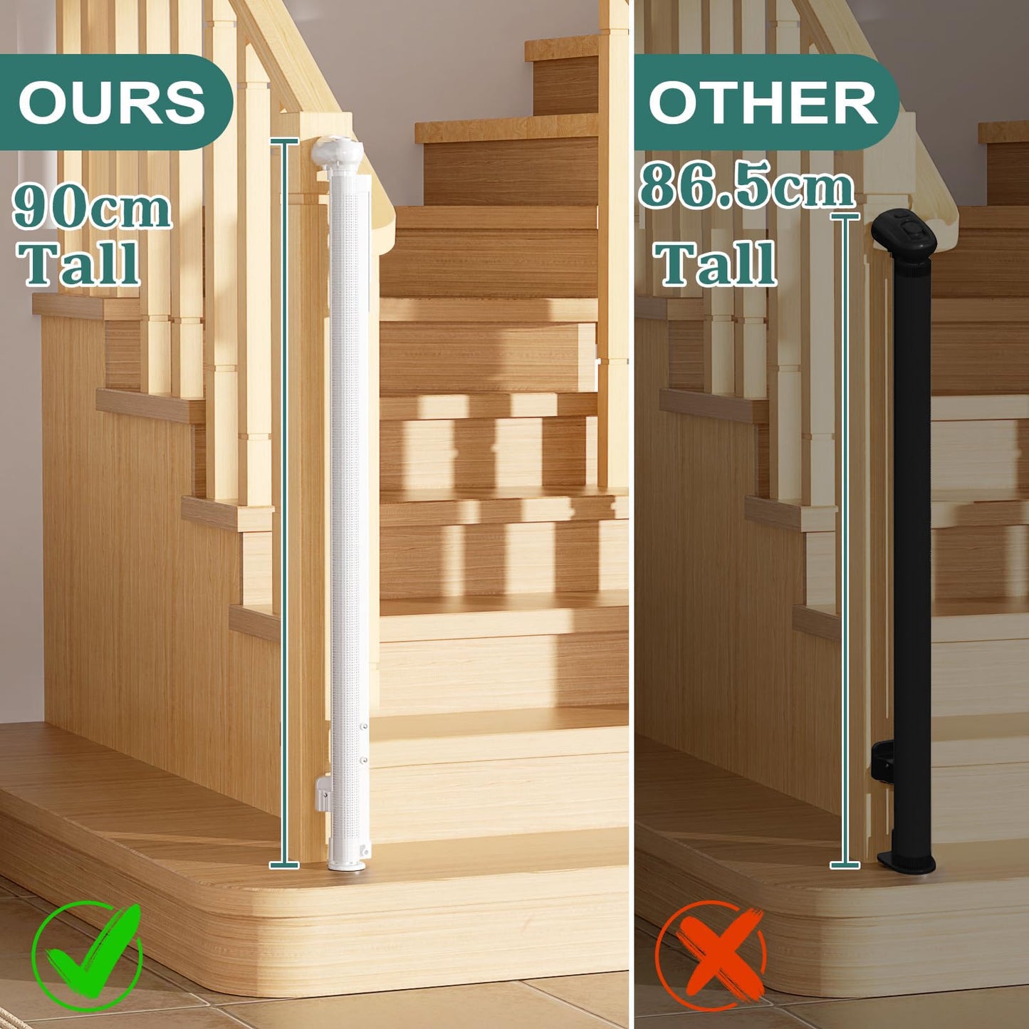 Omebel Retractable Baby Gate Tall Wide Adjustable Door Stair Safety White NEW