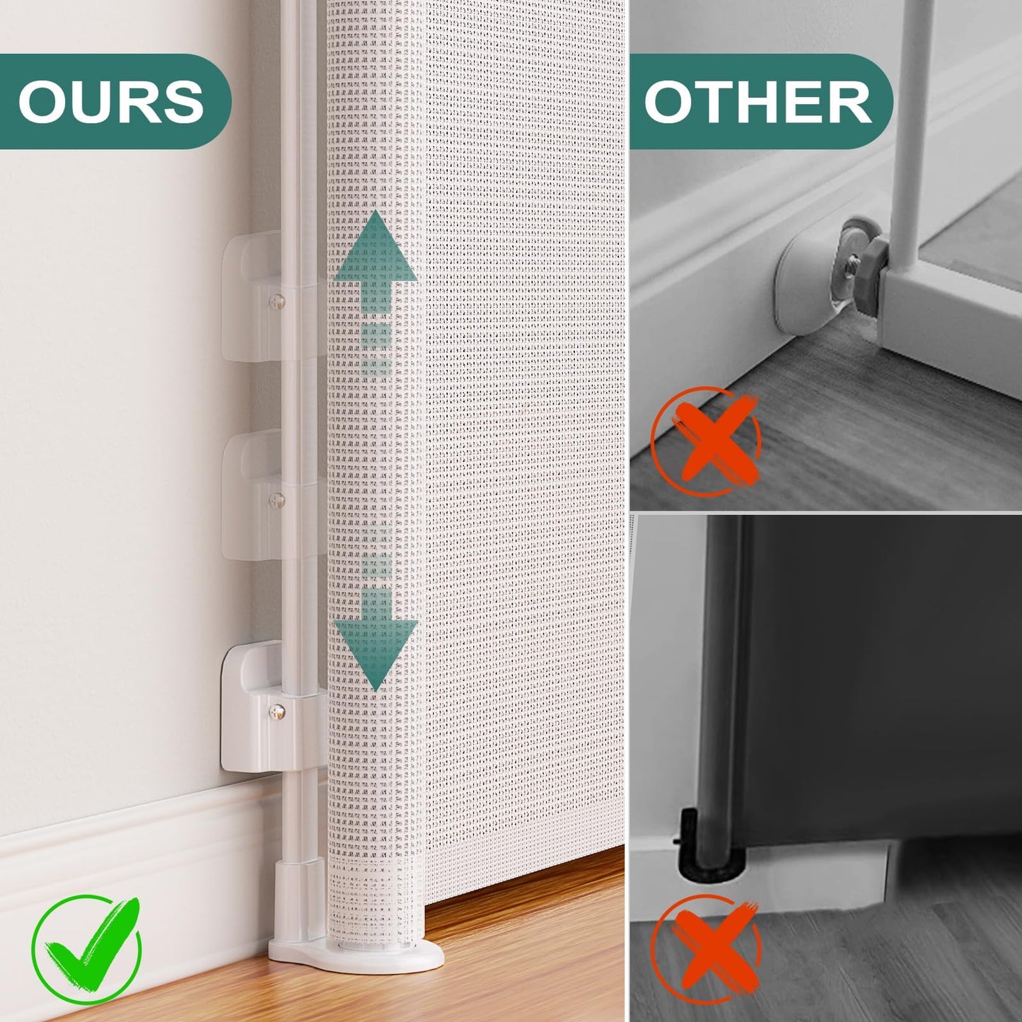 Omebel Retractable Baby Gate Tall Wide Adjustable Door Stair Safety White NEW
