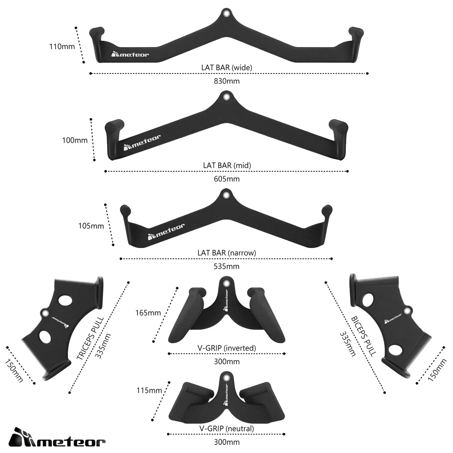 Meteor V-Grip Pulley Attachment for Exercise Machines - Accessories DEMO