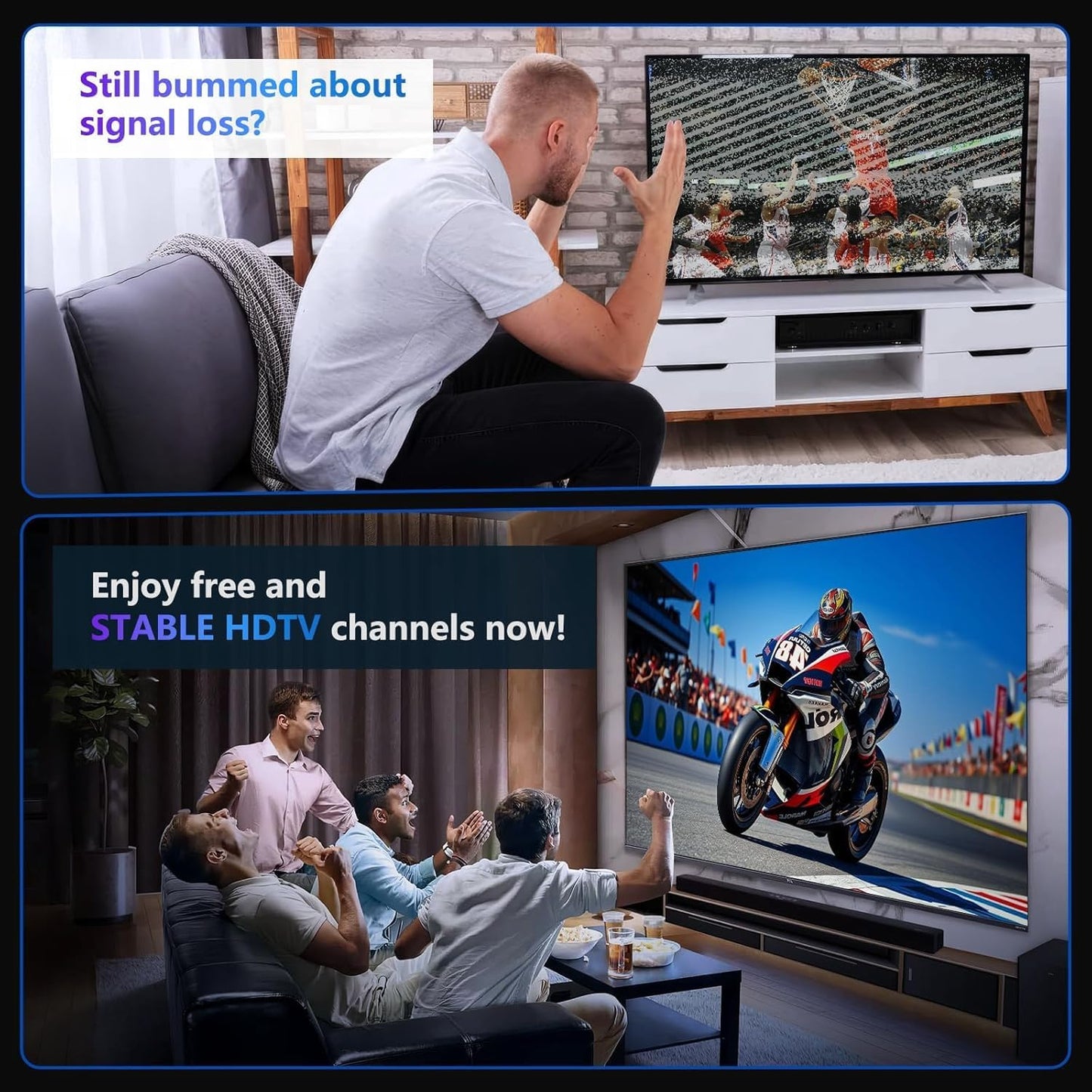 JuenLassik Upgraded TV Antennas Indoor TV Antenna 380+ Mile Long Range DEMO