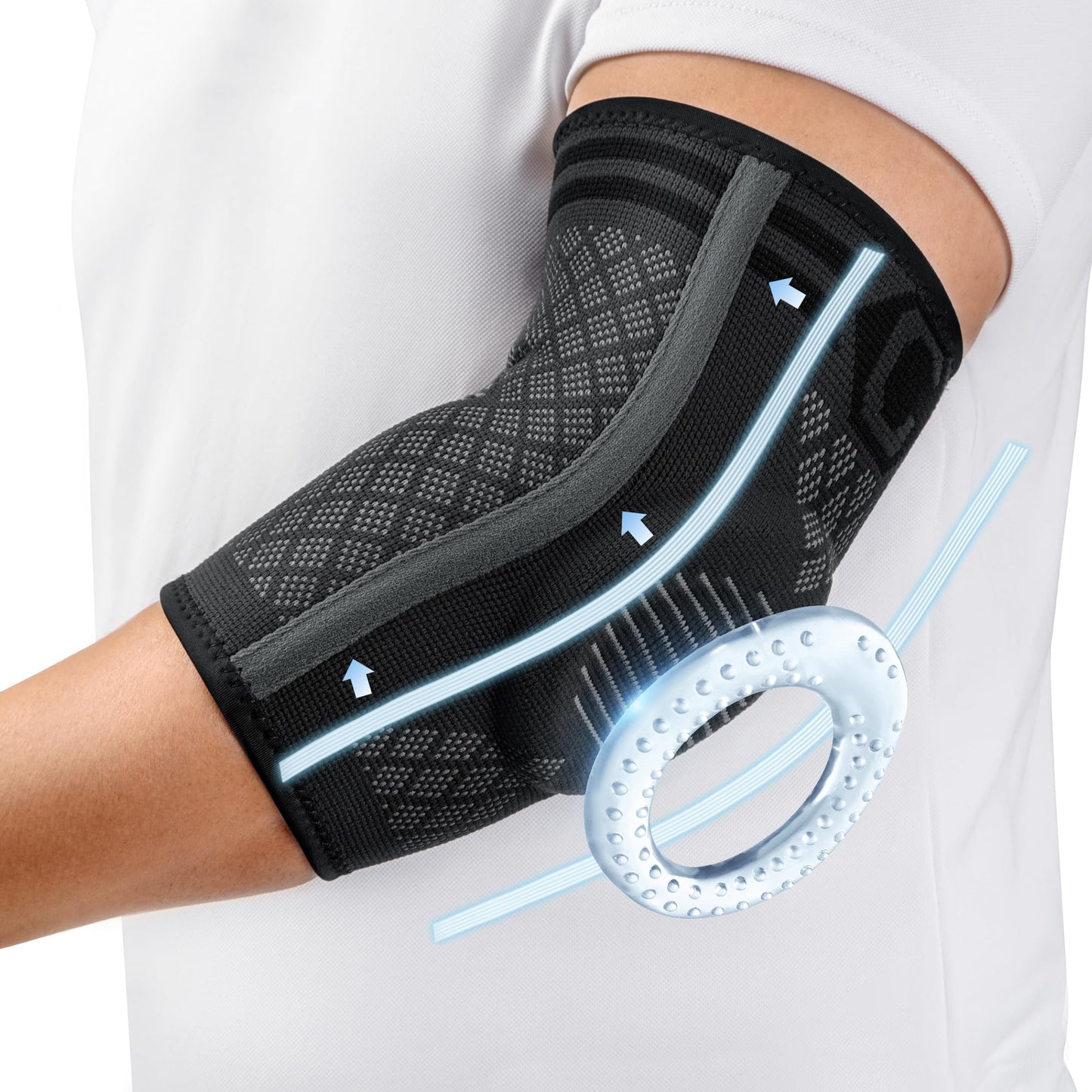CAMBIVO Elbow Brace for Tendonitis, Tennis with Gel Pad, Large Size NEW