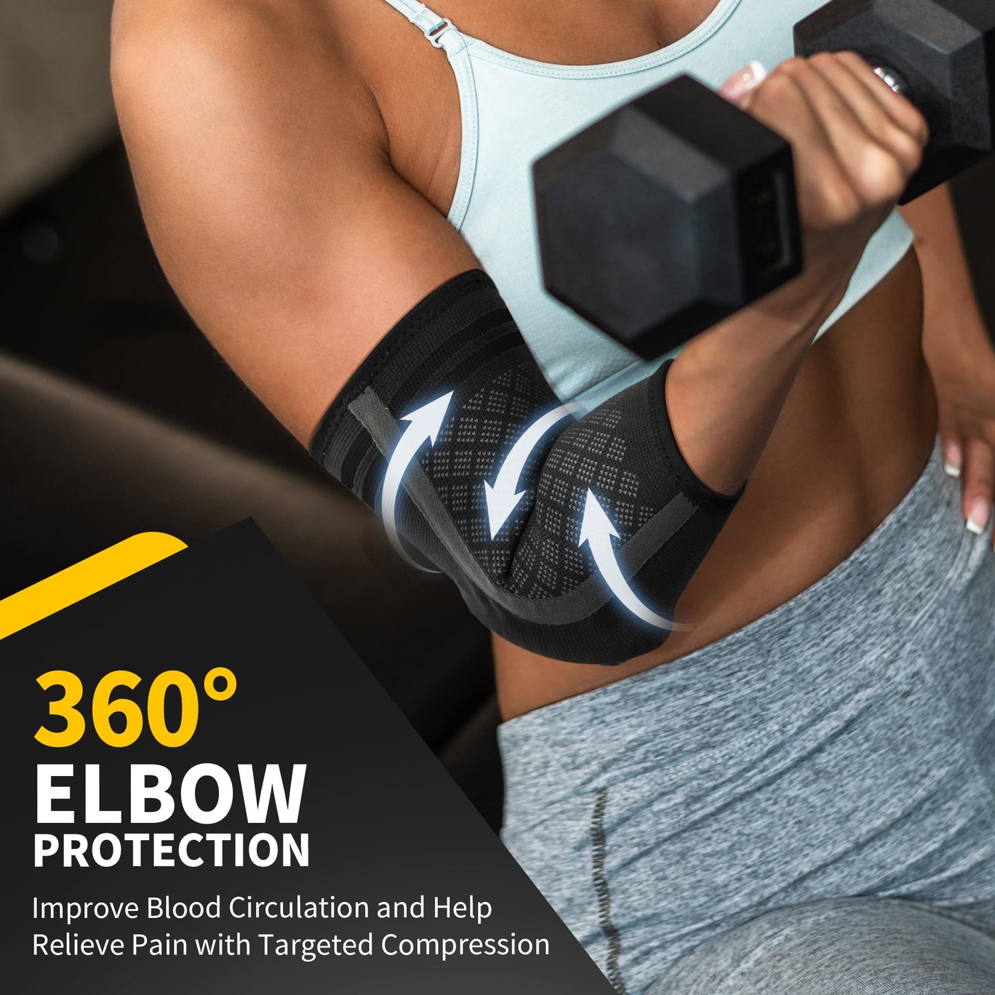 CAMBIVO Elbow Brace for Tendonitis, Tennis with Gel Pad, Large Size NEW