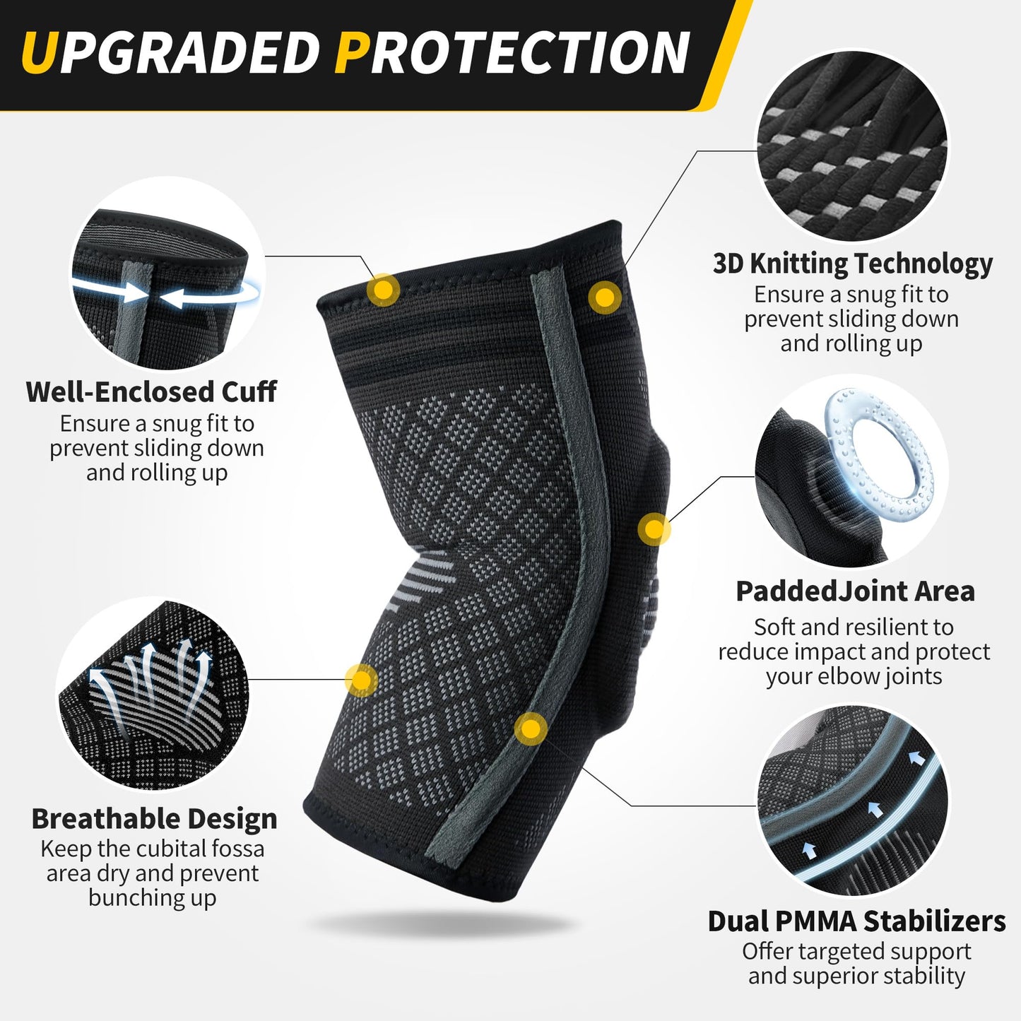 CAMBIVO Elbow Brace for Tendonitis, Tennis with Gel Pad, Large Size NEW
