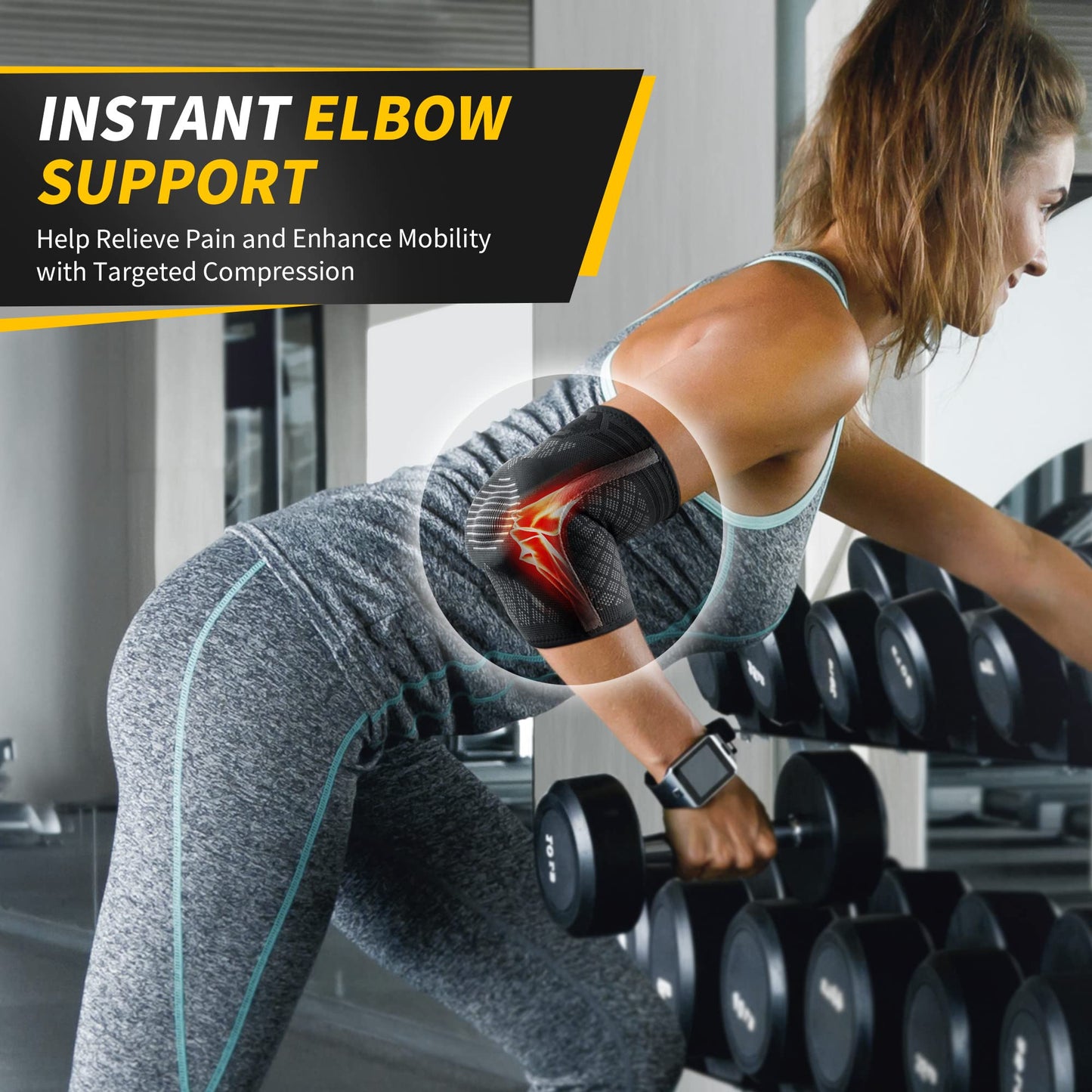CAMBIVO Elbow Brace for Tendonitis, Tennis with Gel Pad, Large Size NEW