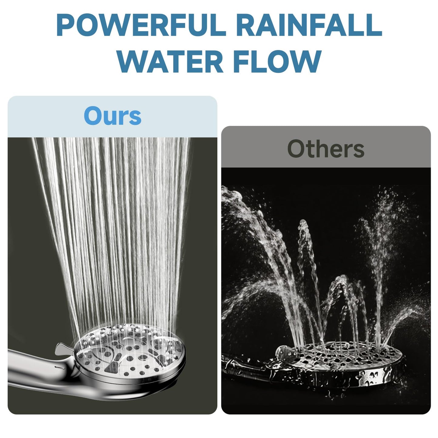 AOBOSI 10-Mode Handheld Shower Head High Pressure Stainless Steel Silver NEW