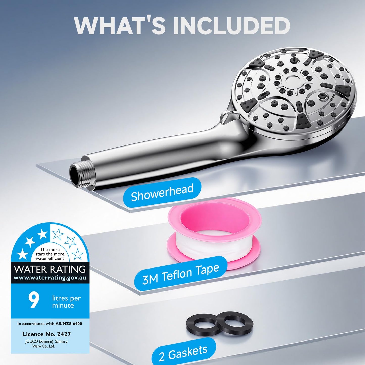 AOBOSI 10-Mode Handheld Shower Head High Pressure Stainless Steel Silver NEW