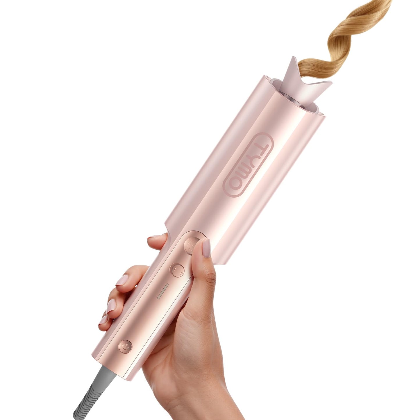 TYMO CurlPro Plus Automatic Rotating Curling Tong Hair Curler Blush 25mm NEW
