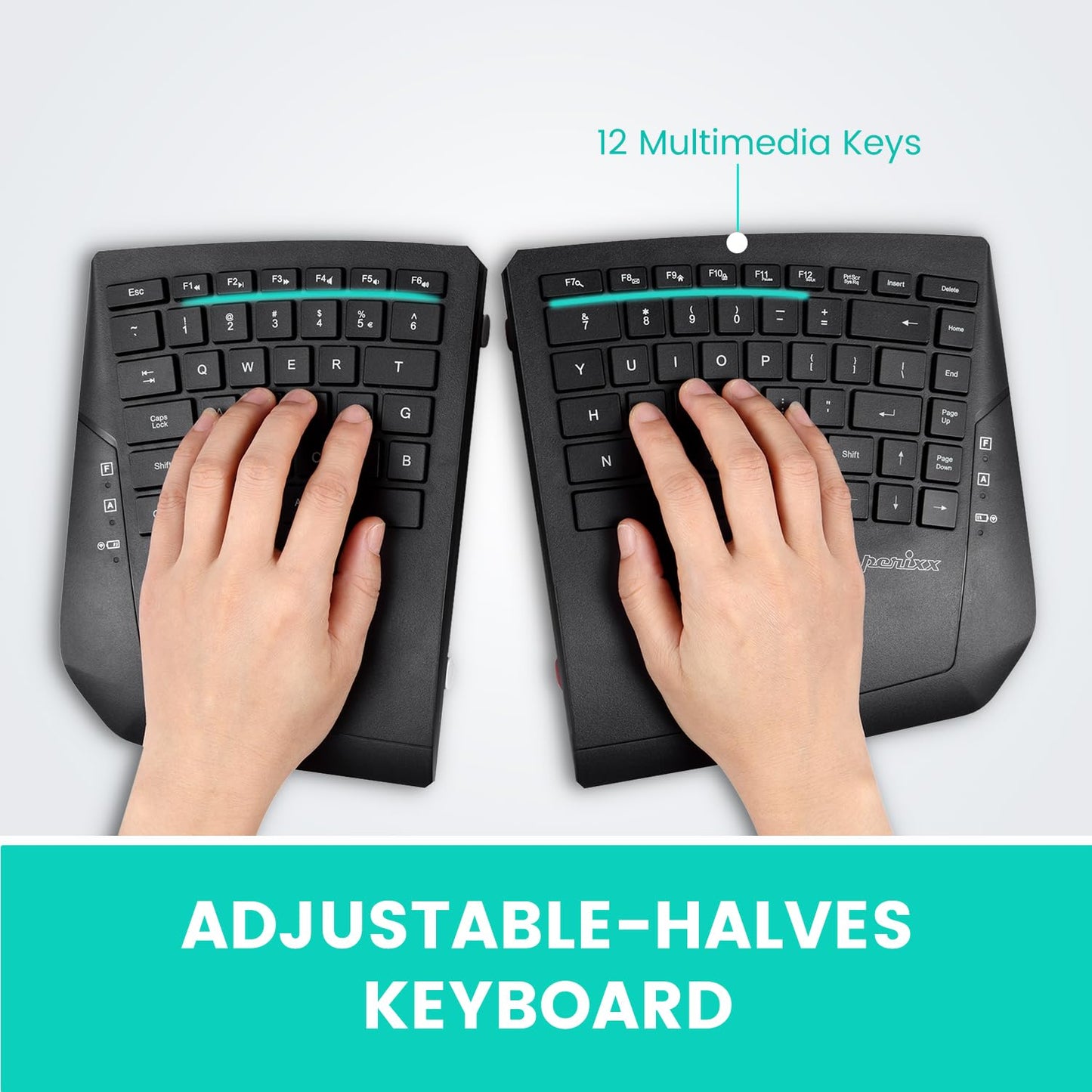Perixx Wireless Keyboards Ergonomic Split Keyboard, Adjustable Separation, NEW