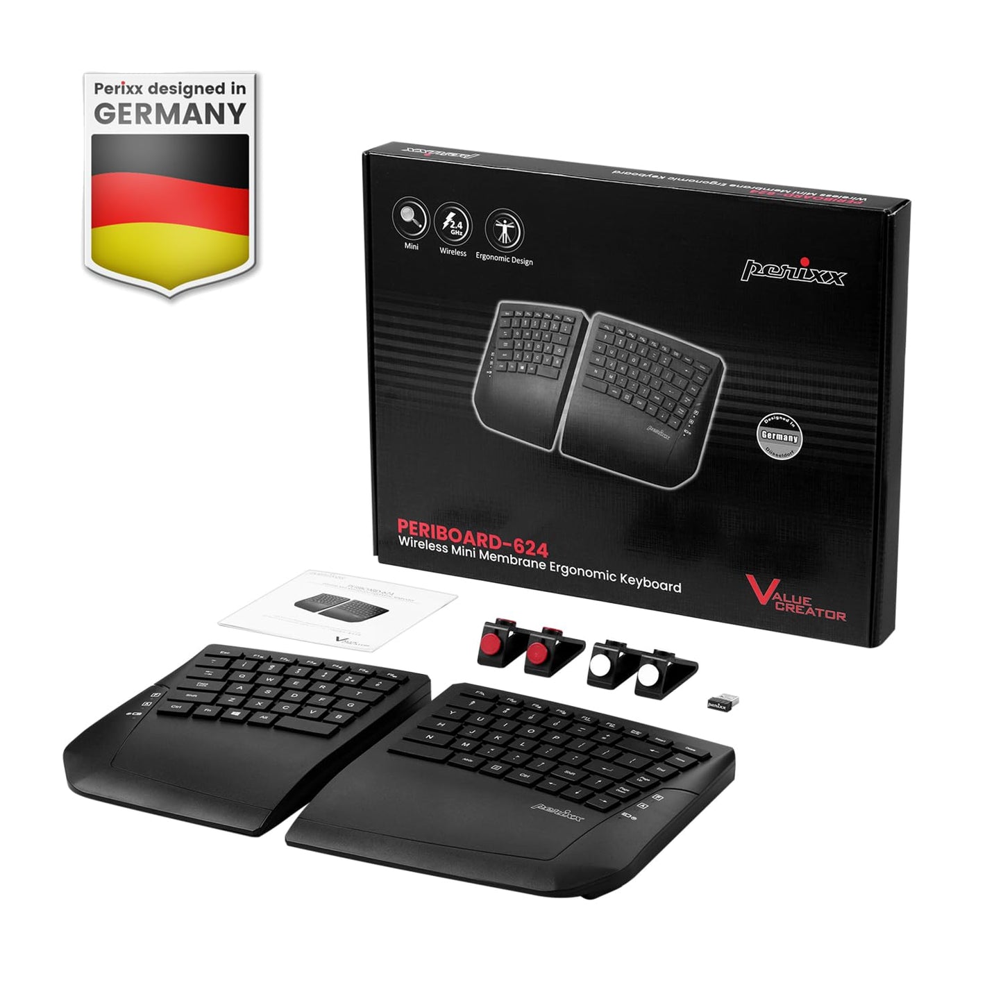 Perixx Wireless Keyboards Ergonomic Split Keyboard, Adjustable Separation, NEW
