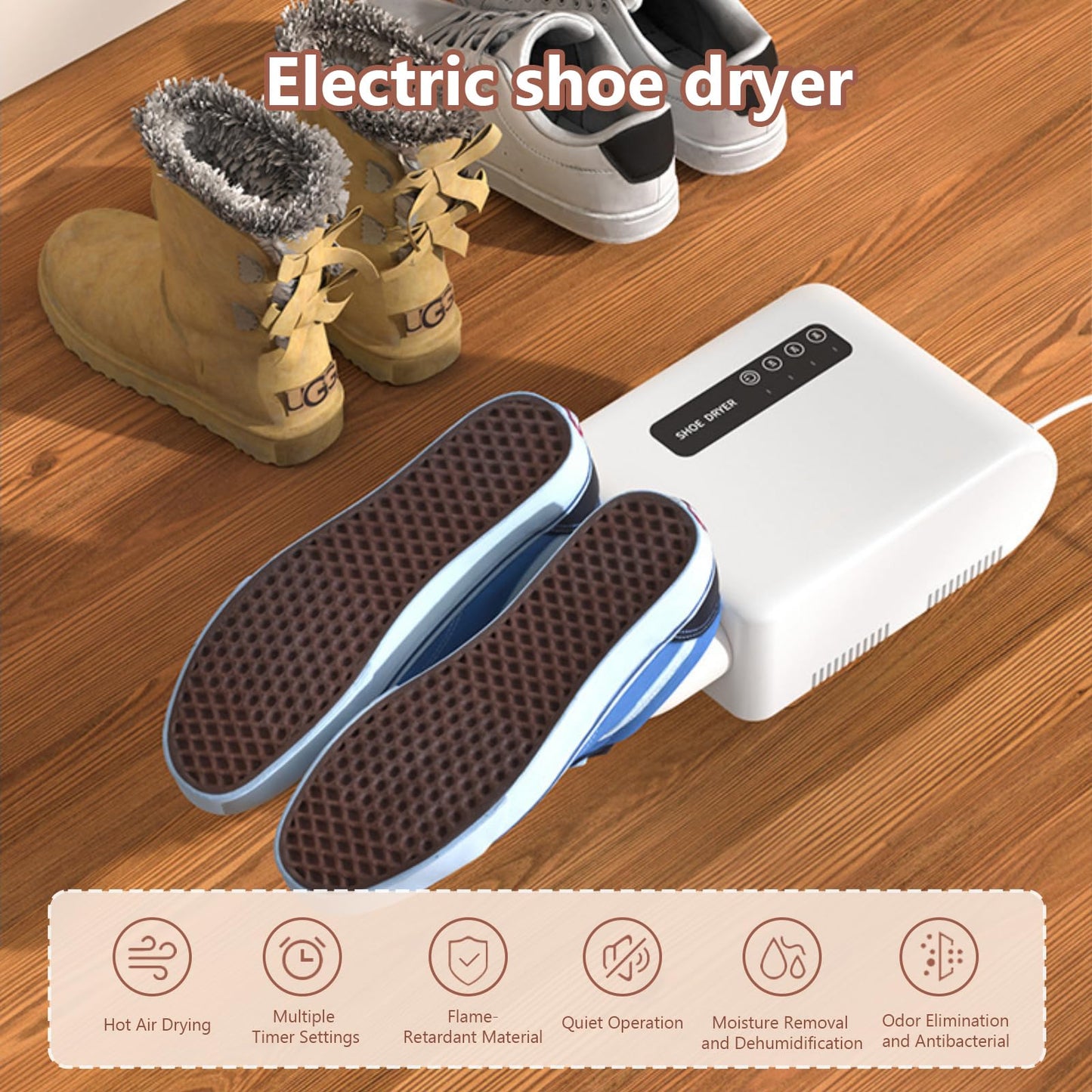 UOEPOWA Portable Shoe and Boot Dryer for Ski, Soccer, Rain Boots - White DEMO