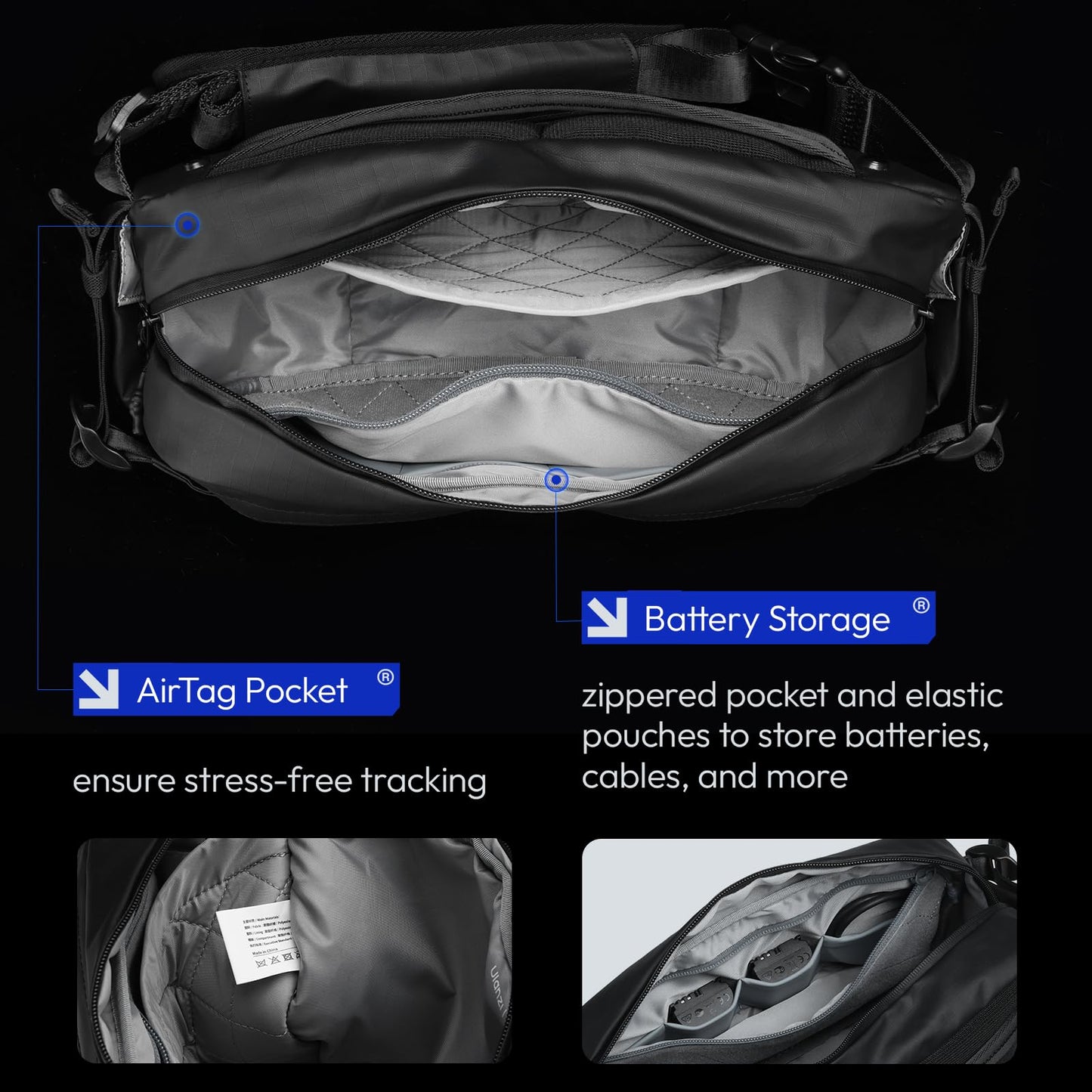 ULANZI Compact Camera Sling Bag 9L Capacity with Tripod Mount, Black NEW