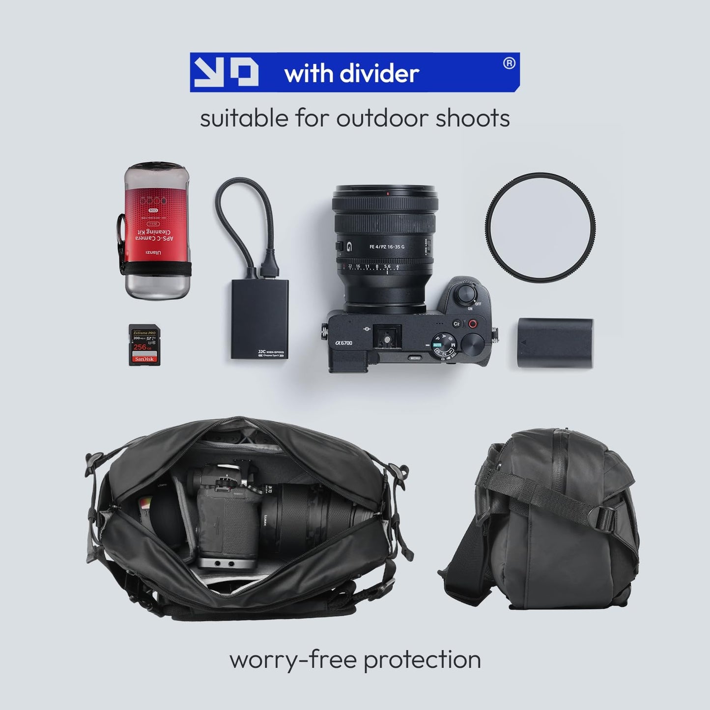 ULANZI Compact Camera Sling Bag 9L Capacity with Tripod Mount, Black NEW