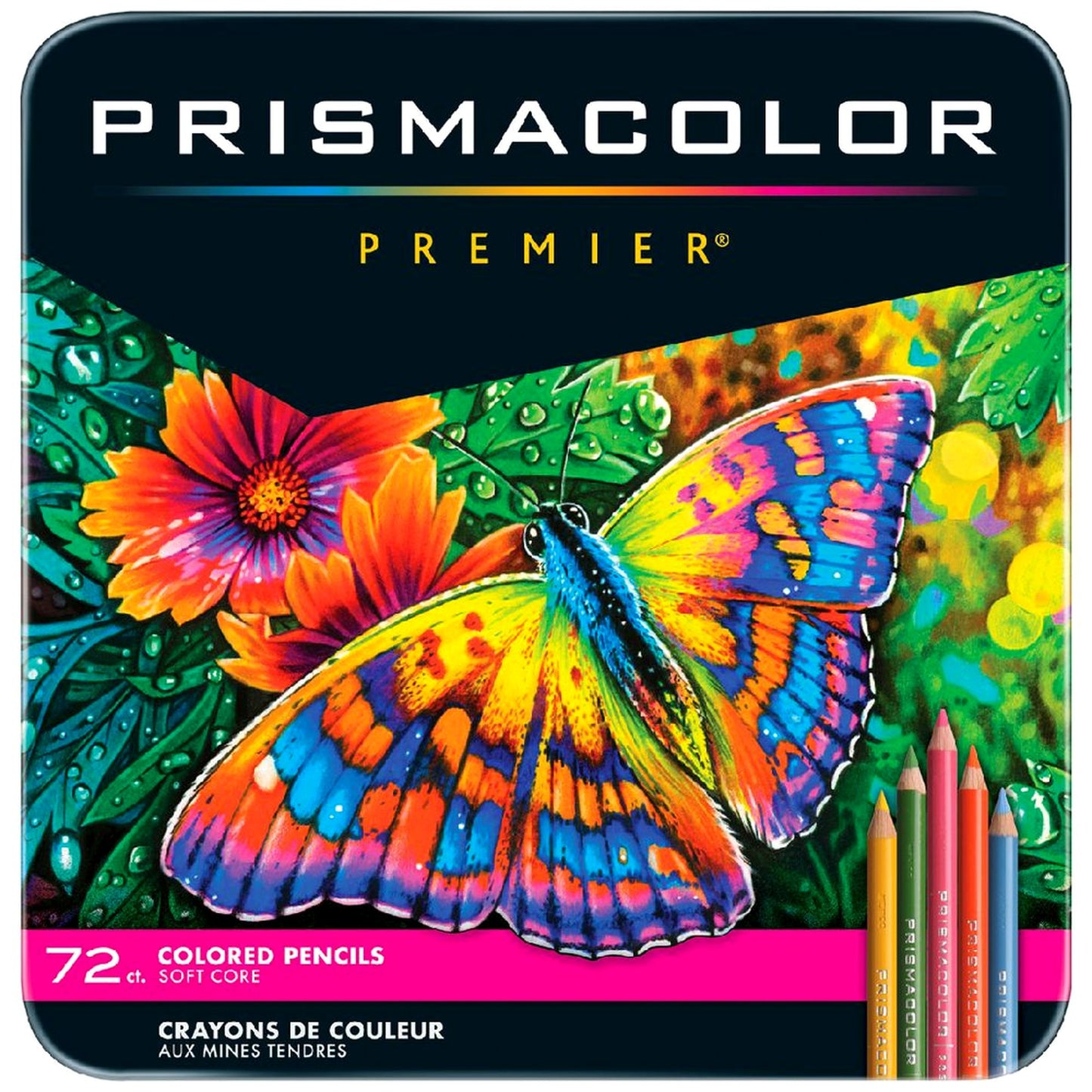 Prismacolor Premier 72 Soft Core Assorted Colour Pencil Set Tin Storage Box NEW