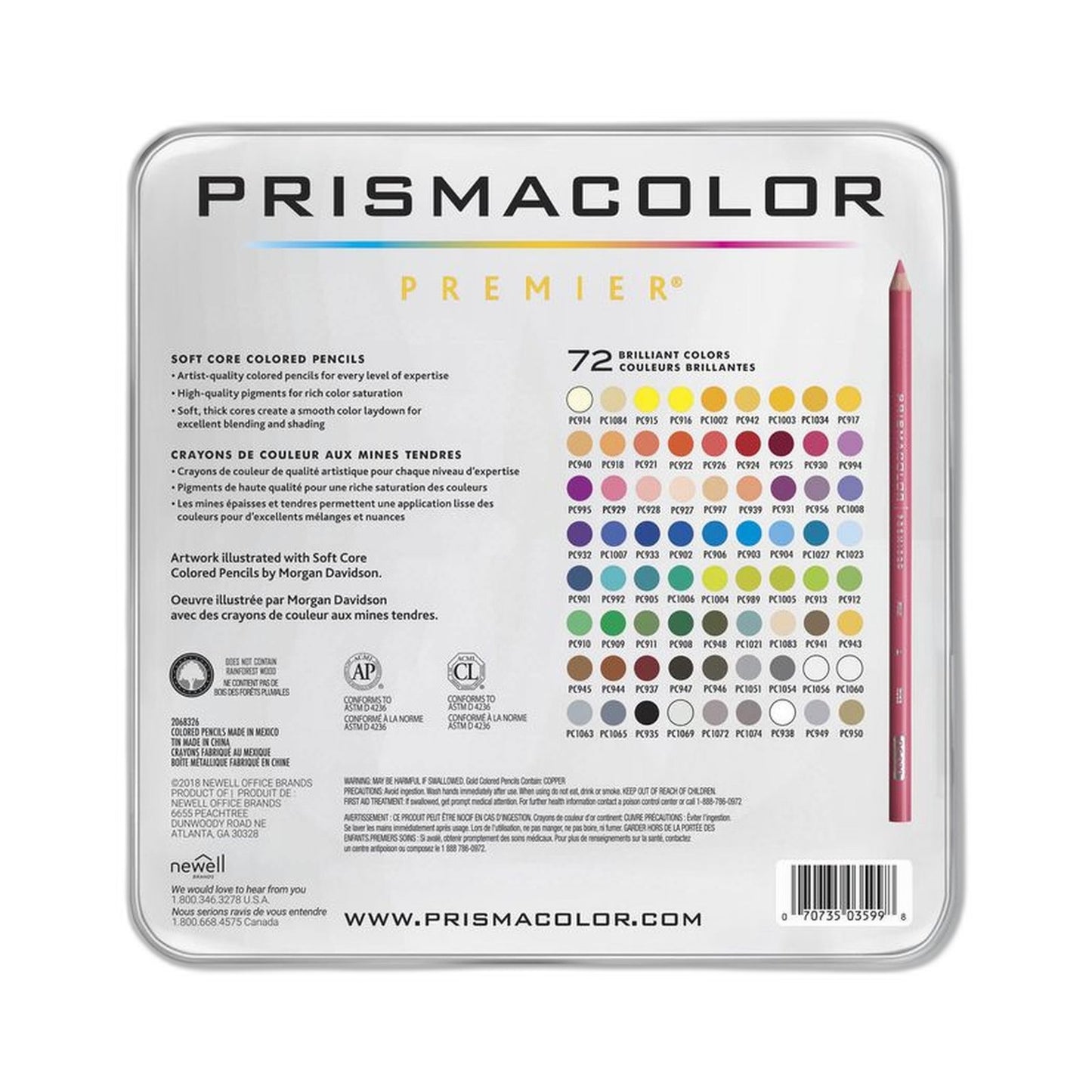 Prismacolor Premier 72 Soft Core Assorted Colour Pencil Set Tin Storage Box NEW