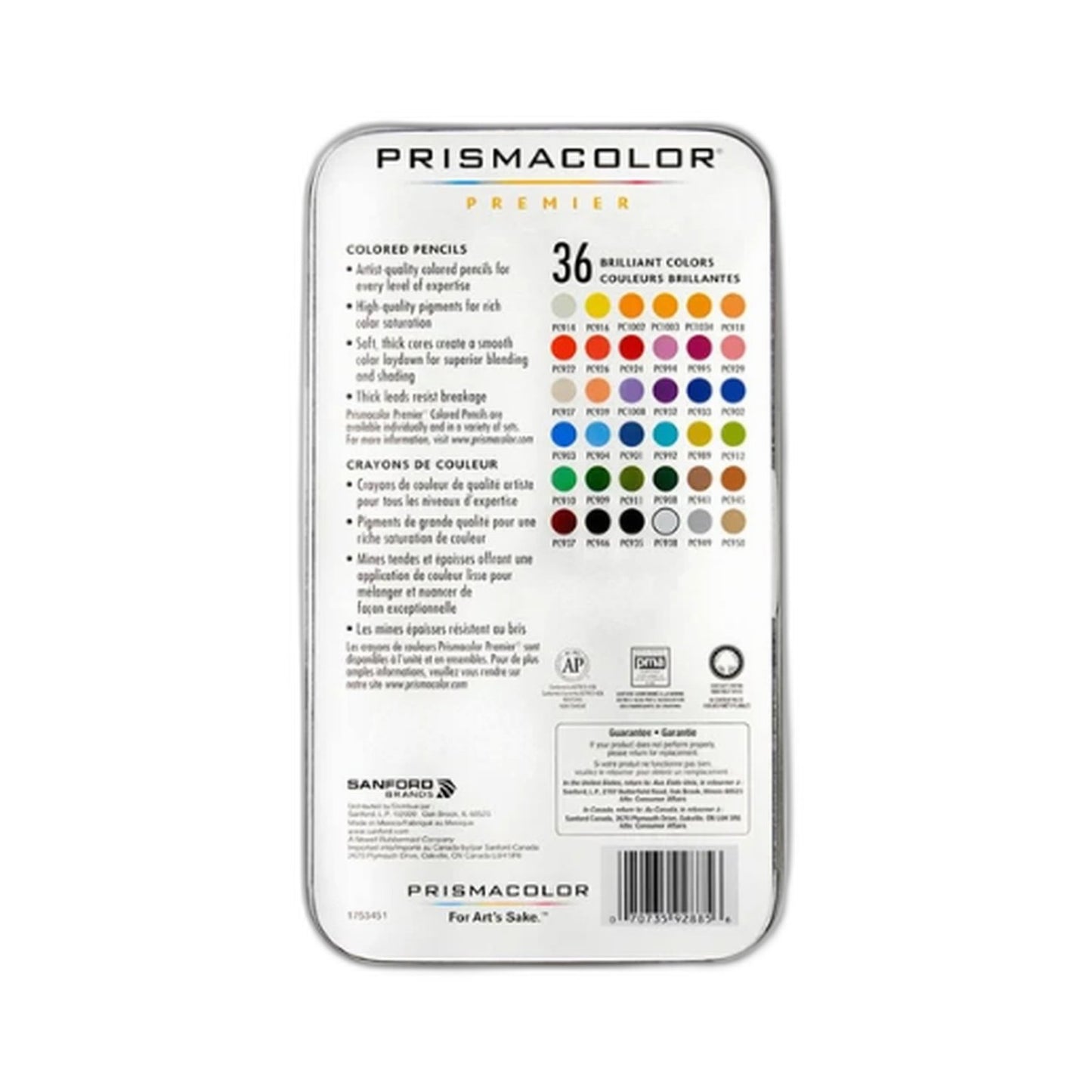 Prismacolor Premier 36 Assorted Color Pencils Professional Art Tin Storage NEW