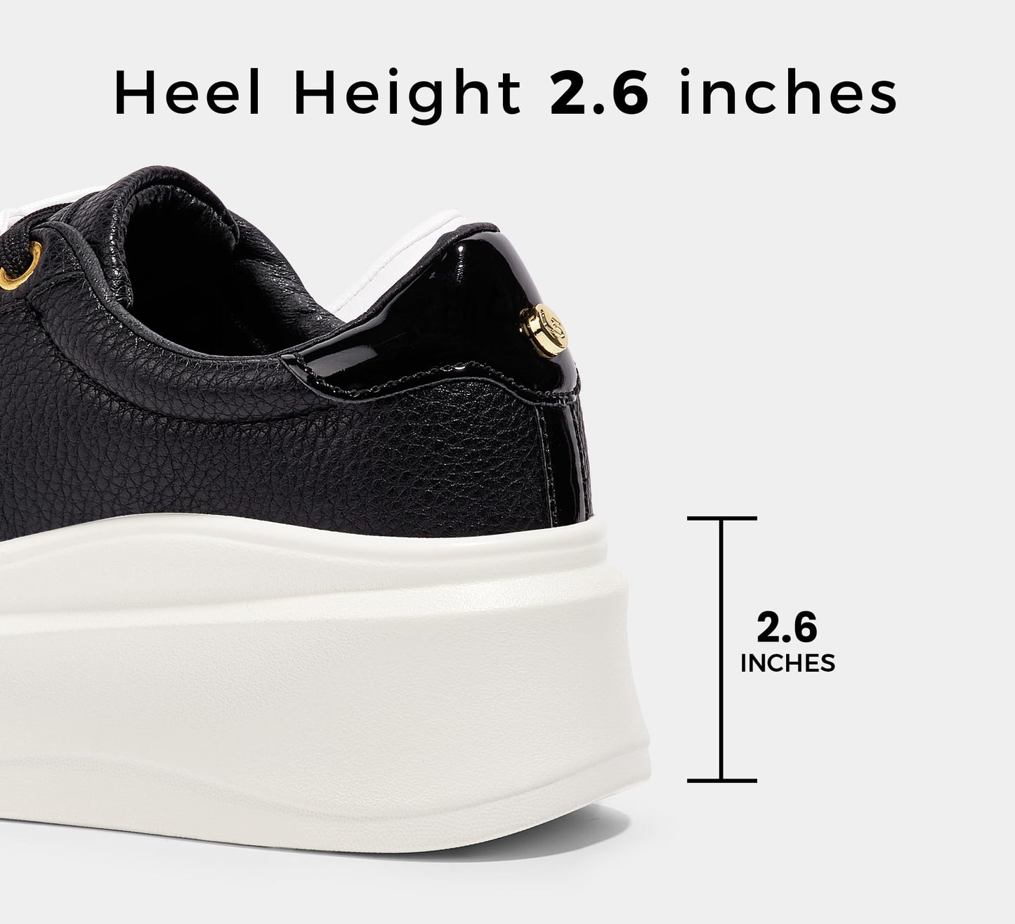 LUCKY STEP Black Faux Leather Fashion Sneakers Chunky Sole Trainers US 8.5 NEW
