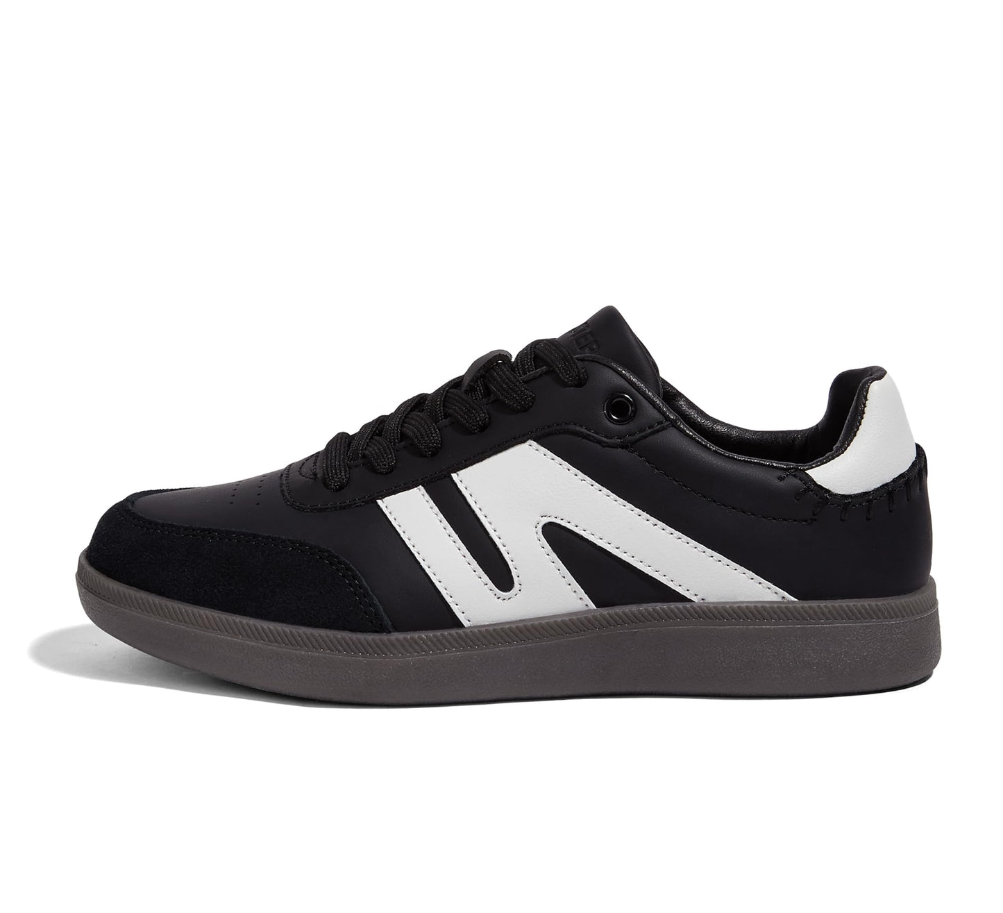 LUCKY STEP Retro Gum Sole Trainers Tennis Skate Shoes Black Womens US 8 NEW