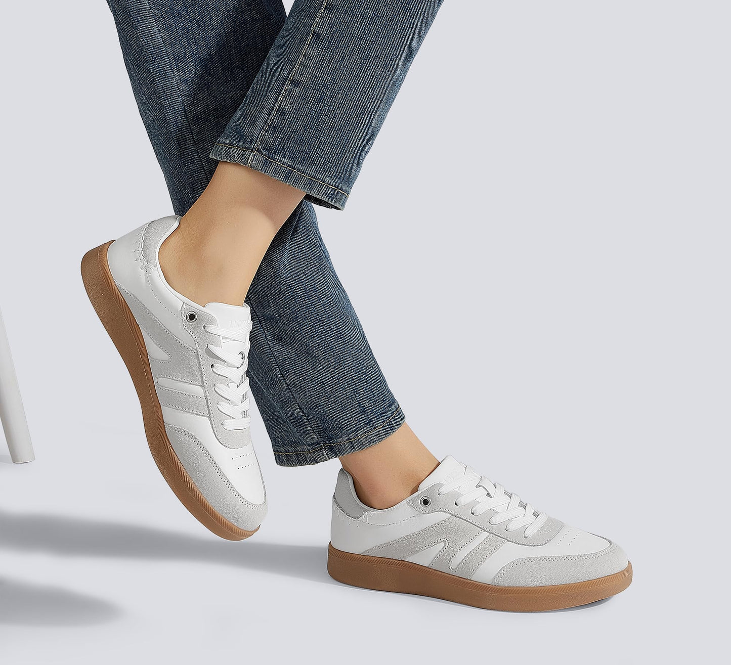 LUCKY STEP White/Grey Casual Trainers Sneakers Skate Shoes Womens US 6 NEW