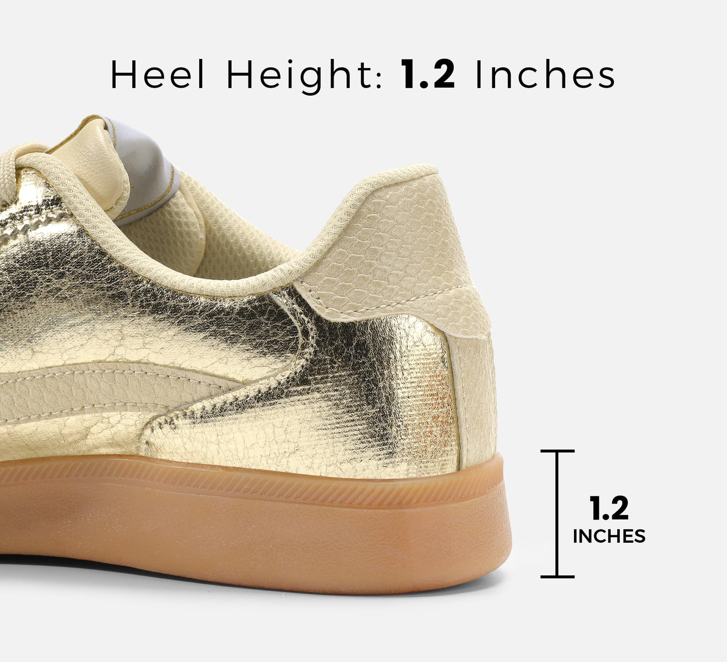 LUCKY STEP Retro Fashion Trainers Casual Walking Shoes Non-Slip Gold US 6.5 NEW