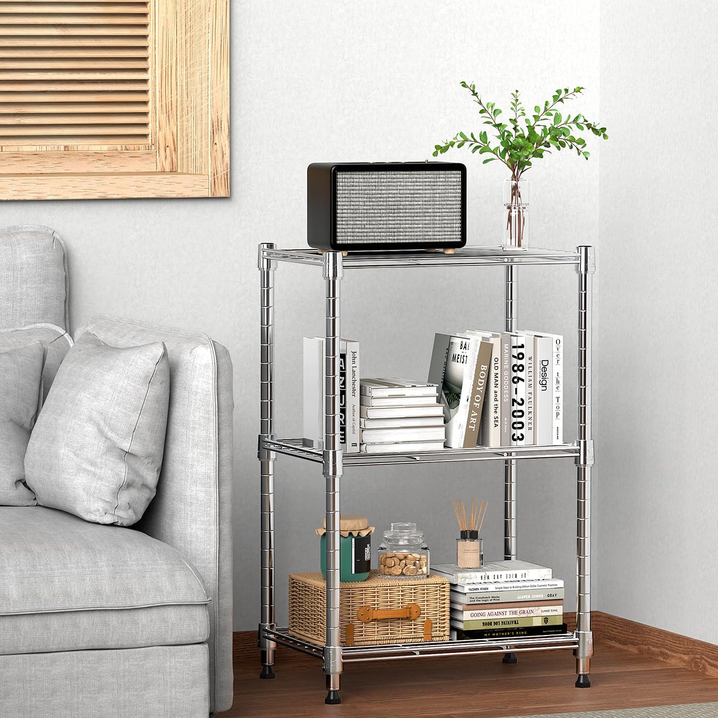 MZG 3-Tier Heavy Duty Metal Wire Storage Shelving Unit Adjustable Organizer NEW