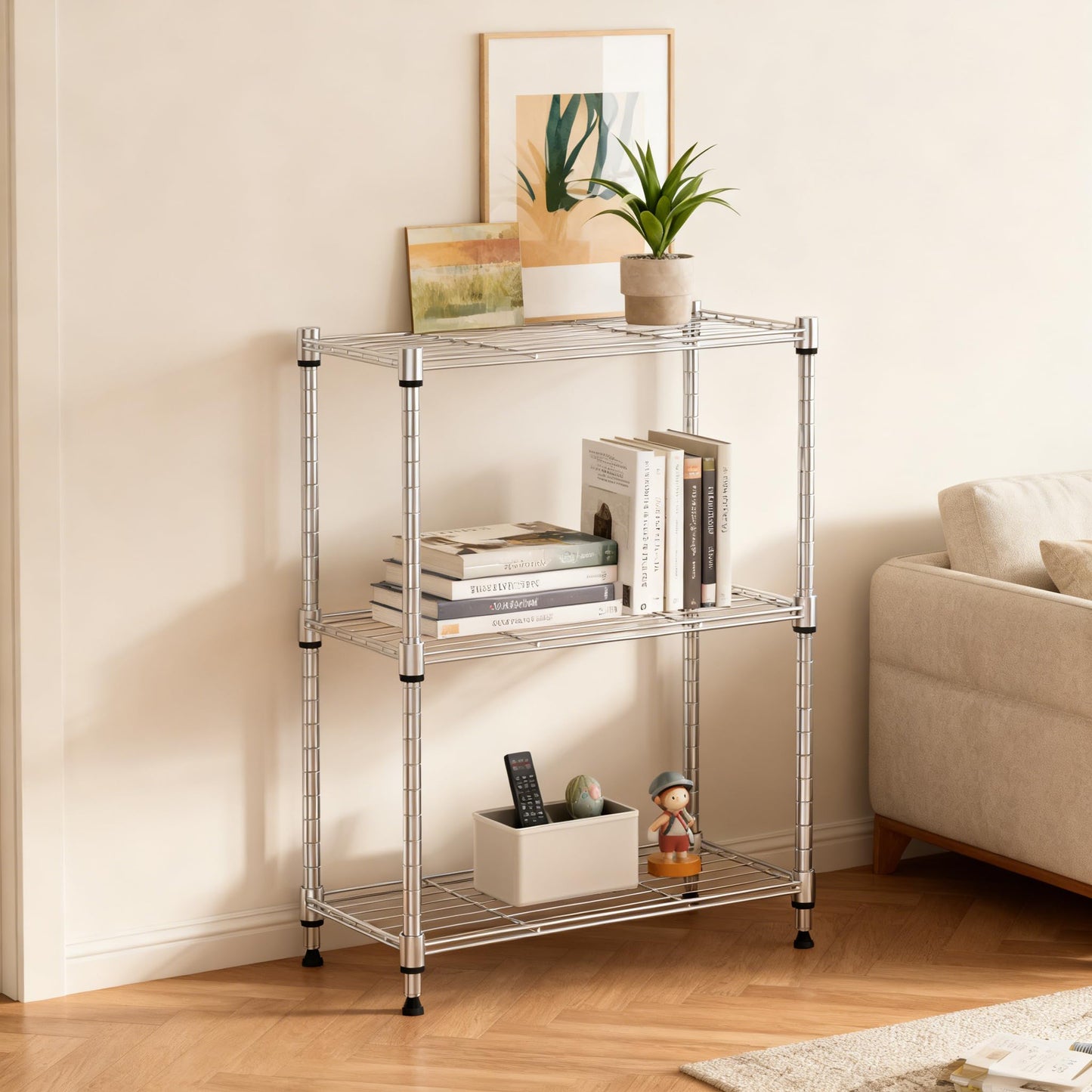 MZG 3-Tier Heavy Duty Metal Wire Storage Shelving Unit Adjustable Organizer NEW