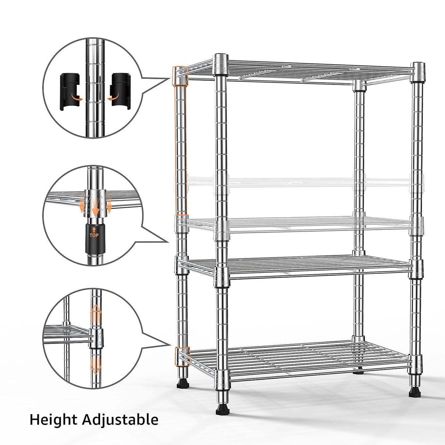 MZG 3-Tier Heavy Duty Metal Wire Storage Shelving Unit Adjustable Organizer NEW