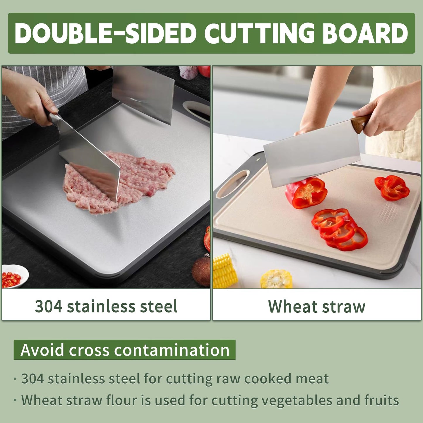 Newraturner Large Chopping Boards Stainless Steel Cutting Board Dual-Sided NEW