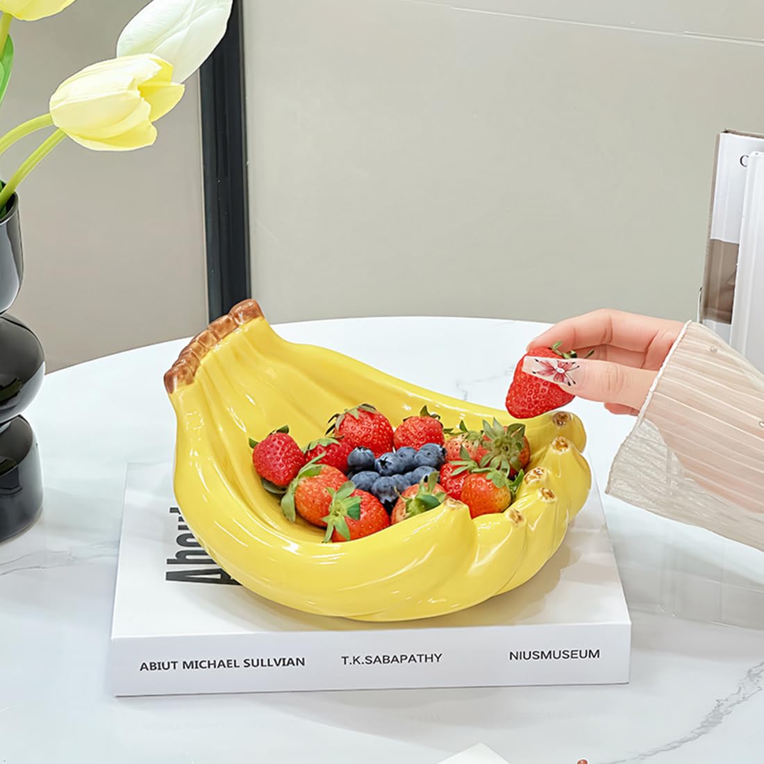 SHZMJL Fun Ceramic Banana Themed Food Trinket Dish NEW