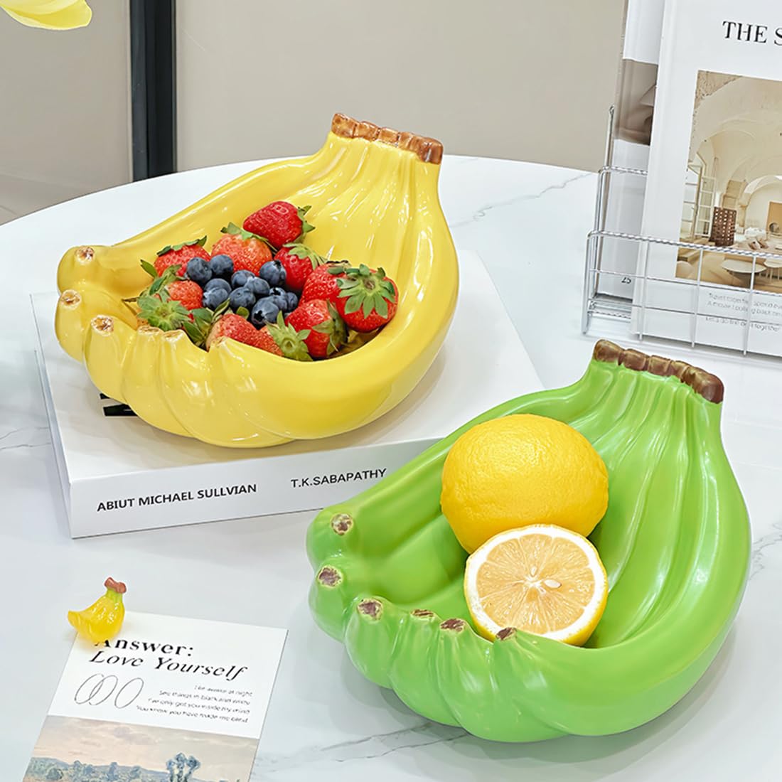 SHZMJL Fun Ceramic Banana Themed Food Trinket Dish NEW