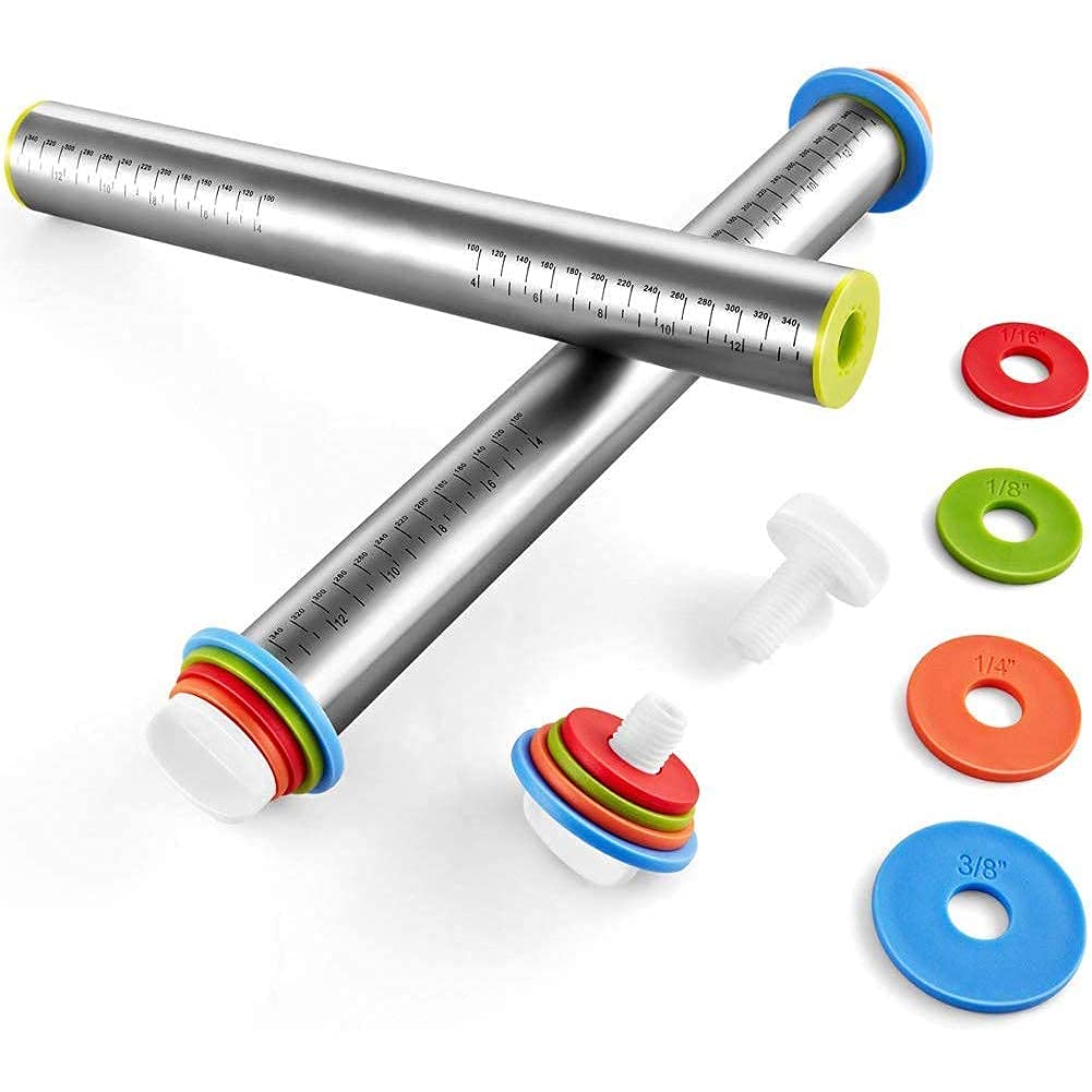 Roccar Stainless Steel Rolling Pin and Silicone Baking Pastry Mat Set NEW