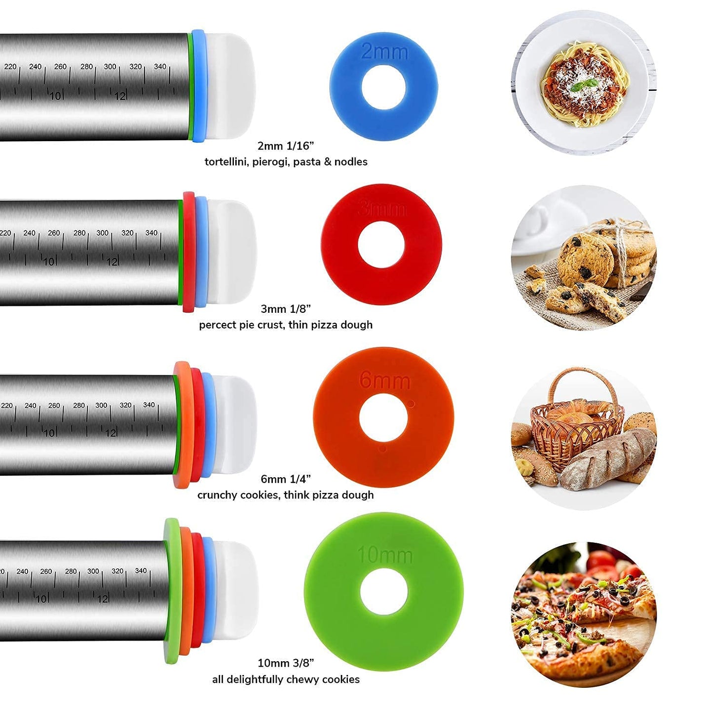 Roccar Stainless Steel Rolling Pin and Silicone Baking Pastry Mat Set NEW