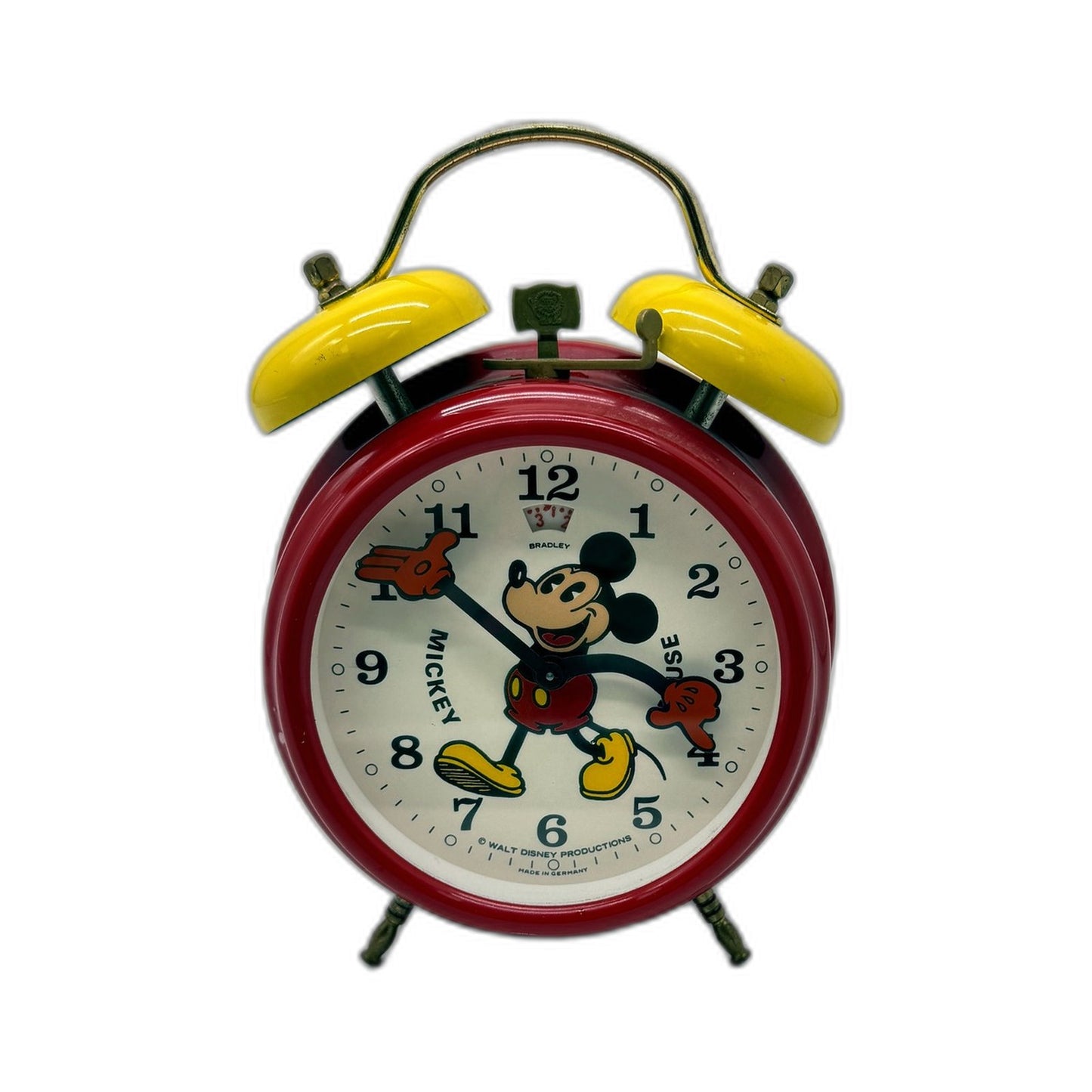 VINTAGE Walt Disney Retro Mickey Mouse Collectible Alarm Clock Red Yellow