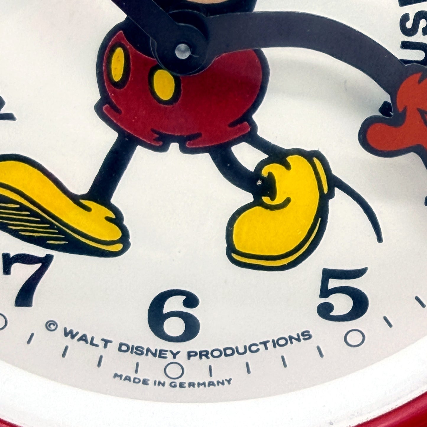 VINTAGE Walt Disney Retro Mickey Mouse Collectible Alarm Clock Red Yellow
