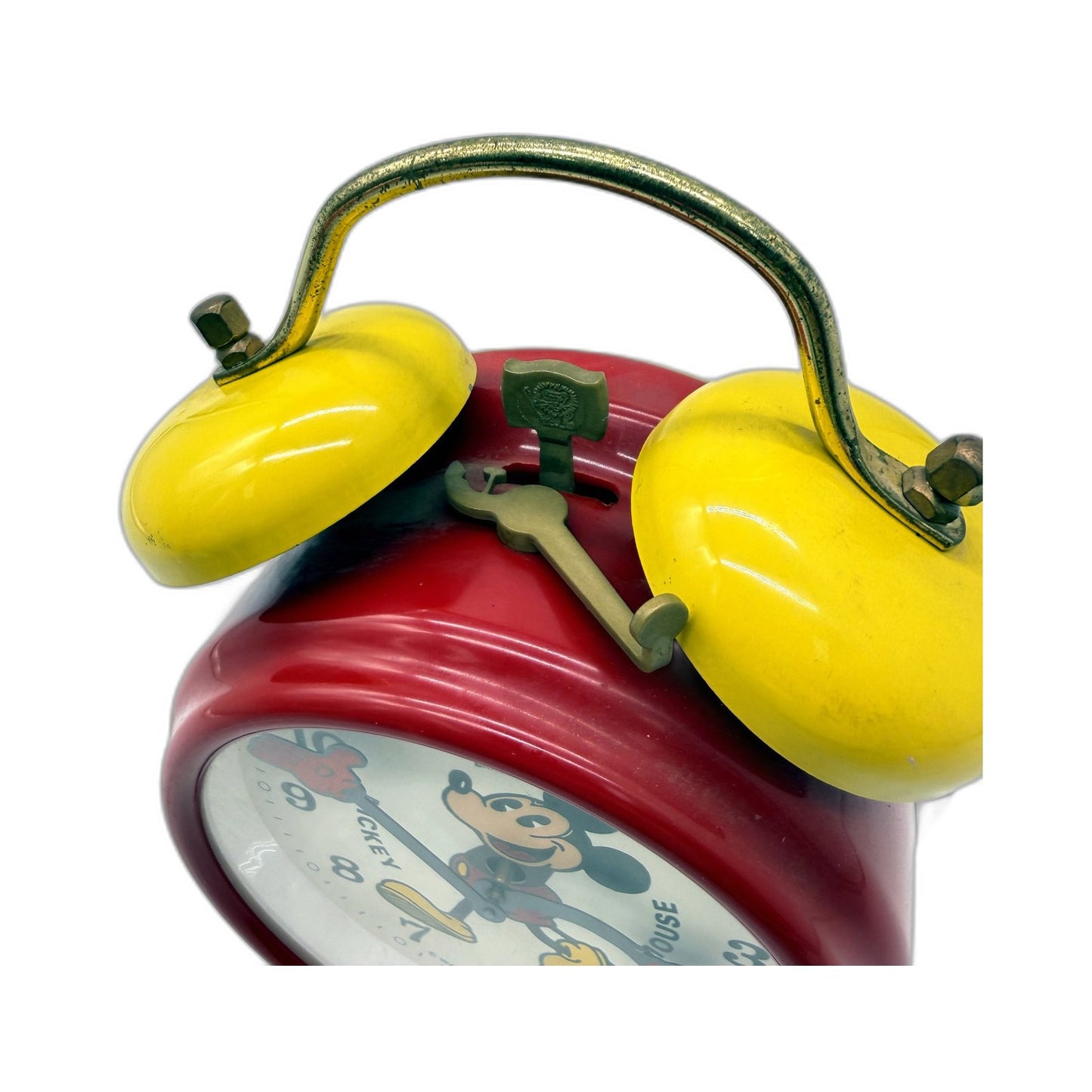 VINTAGE Walt Disney Retro Mickey Mouse Collectible Alarm Clock Red Yellow