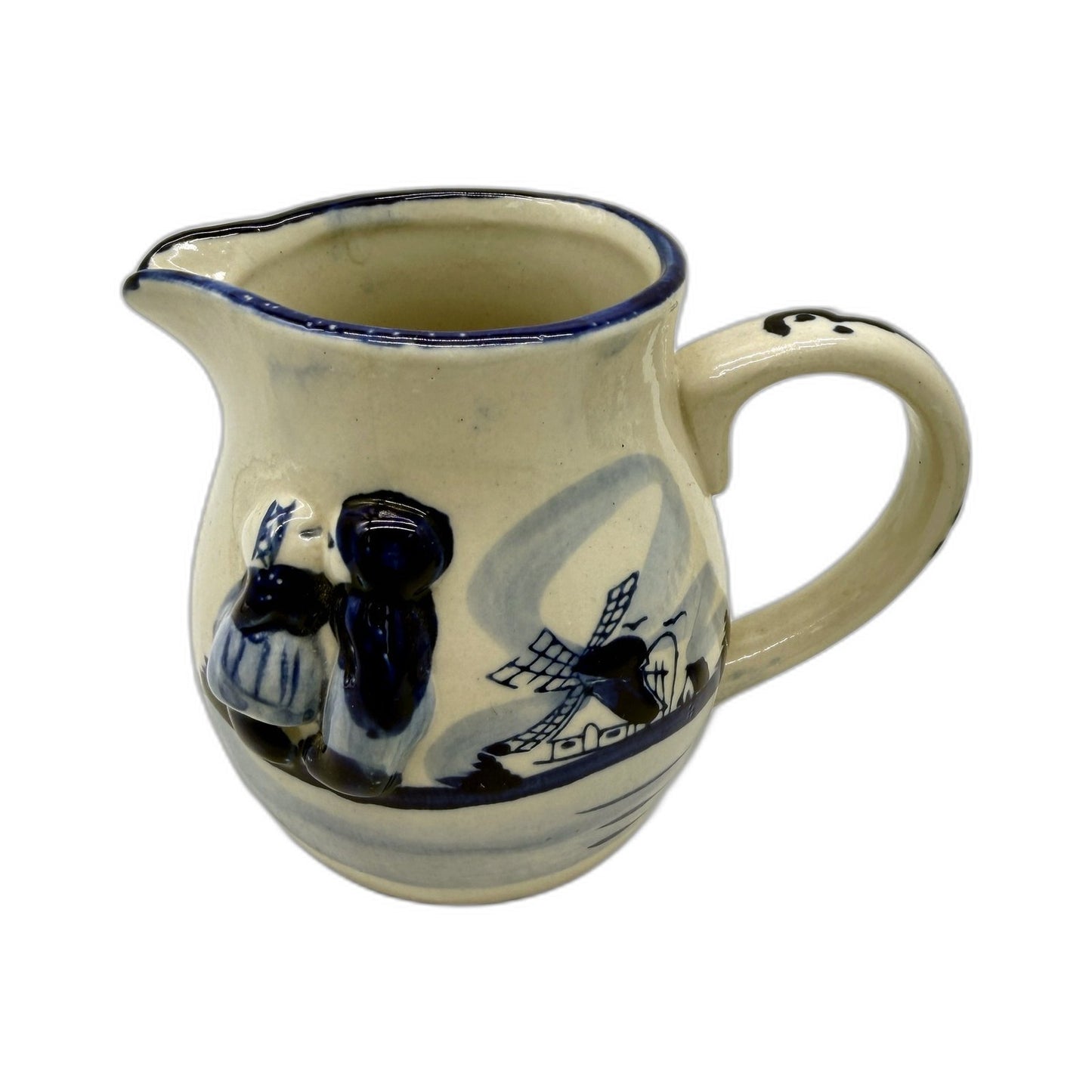 VINTAGE Holland Type Hand Painted Ceramic Pitcher and Bowl Set Blue White Delft