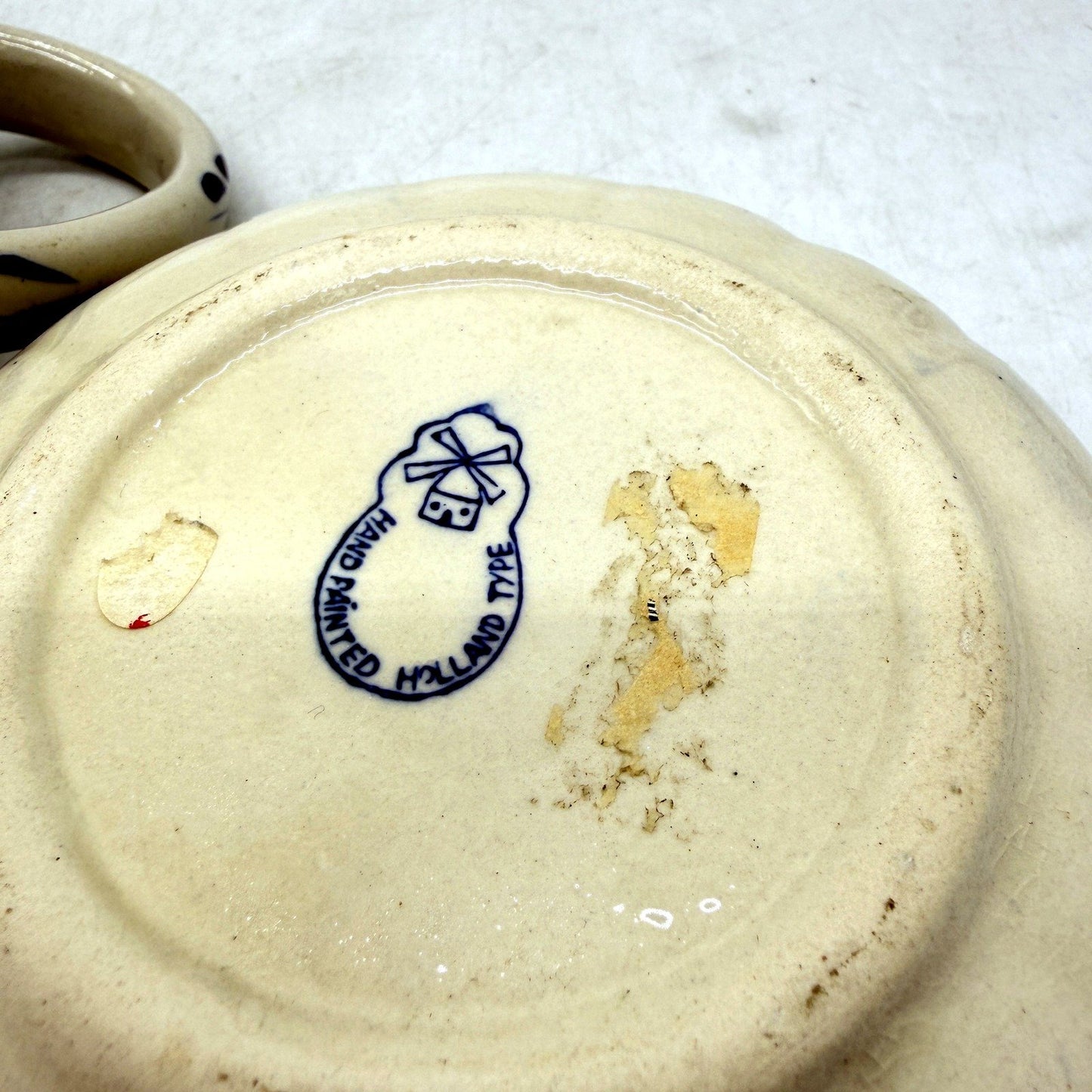 VINTAGE Holland Type Hand Painted Ceramic Pitcher and Bowl Set Blue White Delft