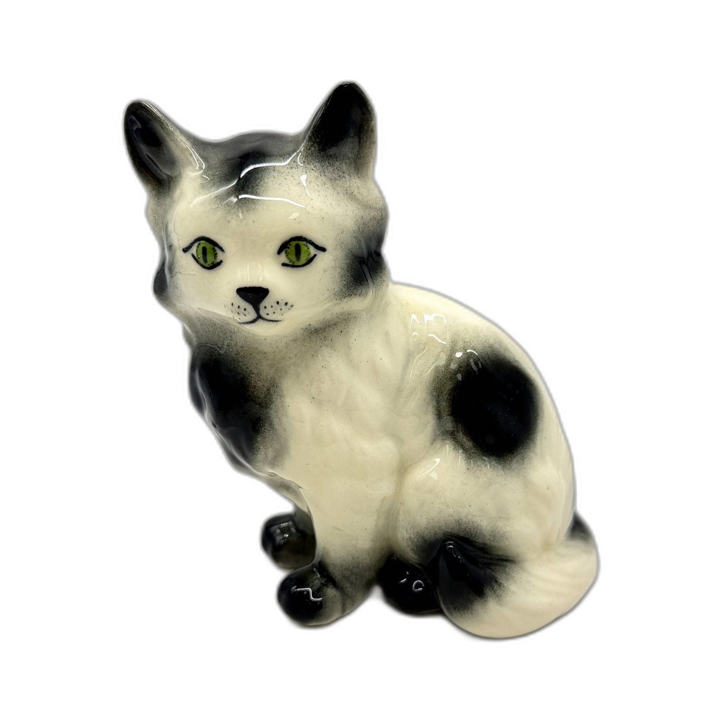 Collectible Hand Painted Artisan Signed Ceramic Cat Figurine Decor for Home
