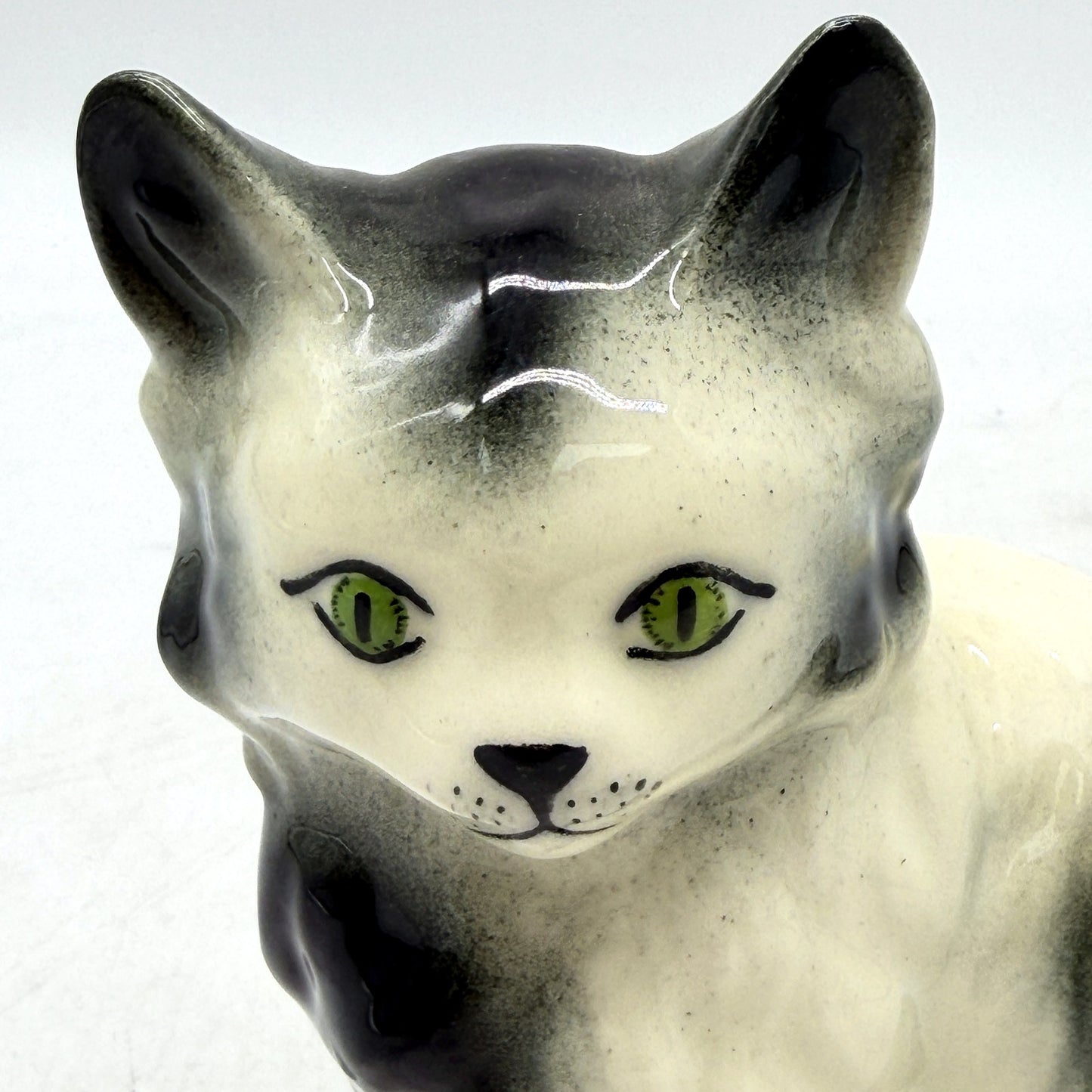 Collectible Hand Painted Artisan Signed Ceramic Cat Figurine Decor for Home
