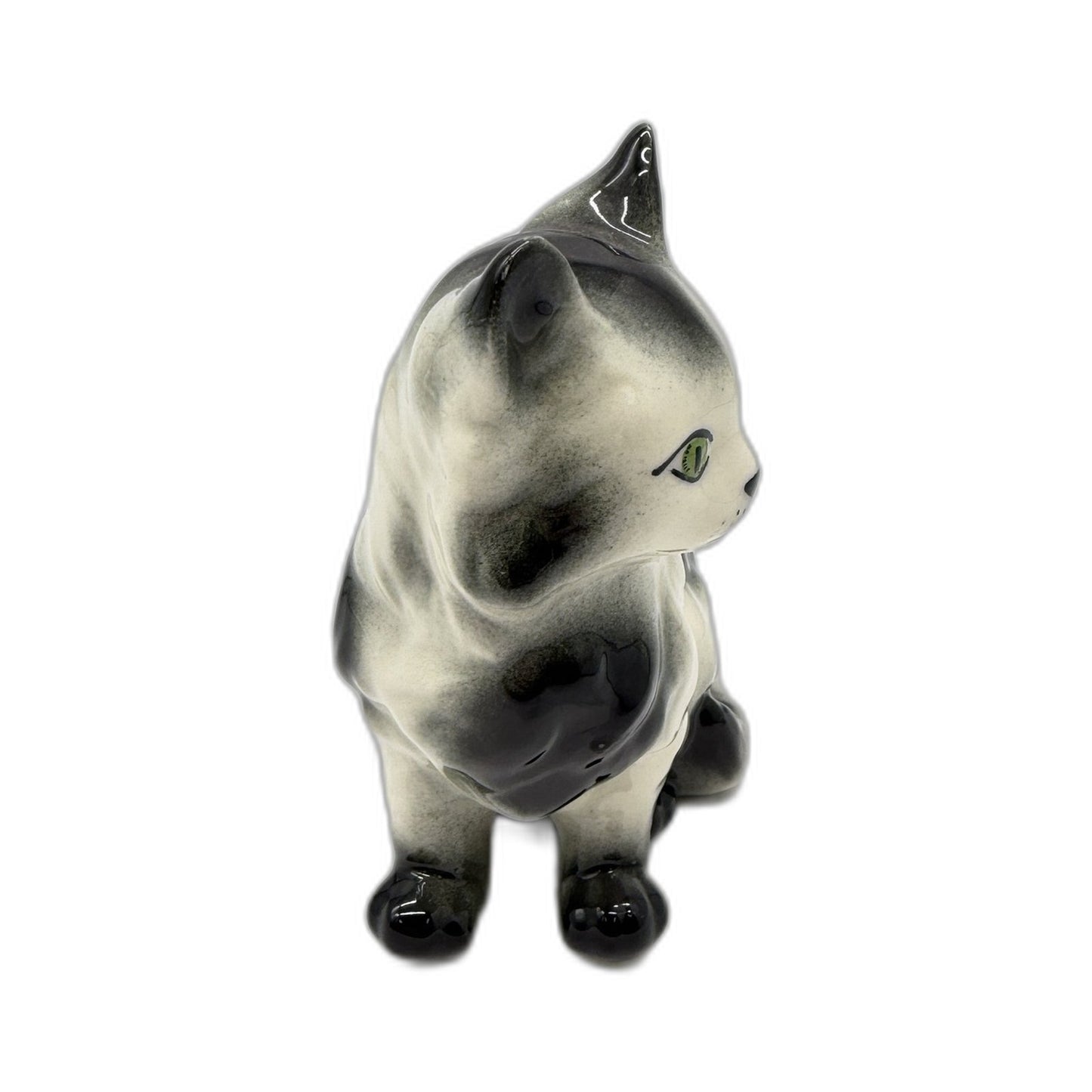 Collectible Hand Painted Artisan Signed Ceramic Cat Figurine Decor for Home