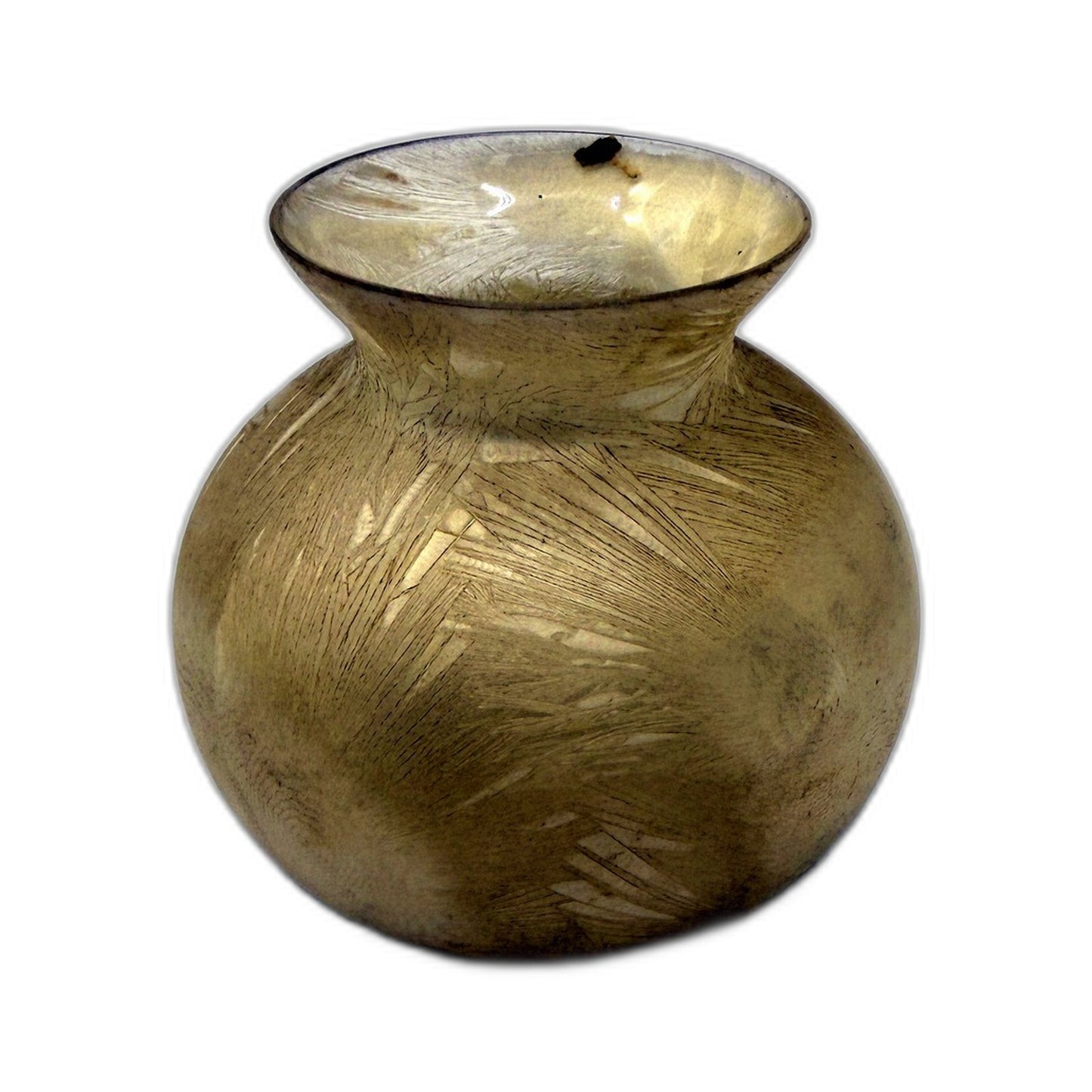 VINTAGE Pasabahce Turkey Decorative Unique Design Cream Glass 11cm Small Vase
