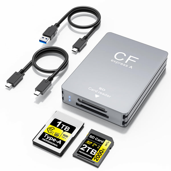 Derwav External Memory Card Reader USB 3.2 Gen 2 10Gbps Dual-Slot Gray NEW