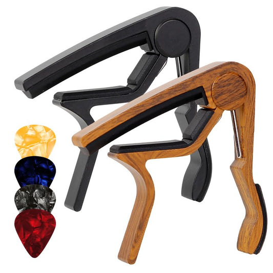 Black & Capotastos Wood Grain Guitar Capos Standard 2 Pack Kapo for Guitars NEW